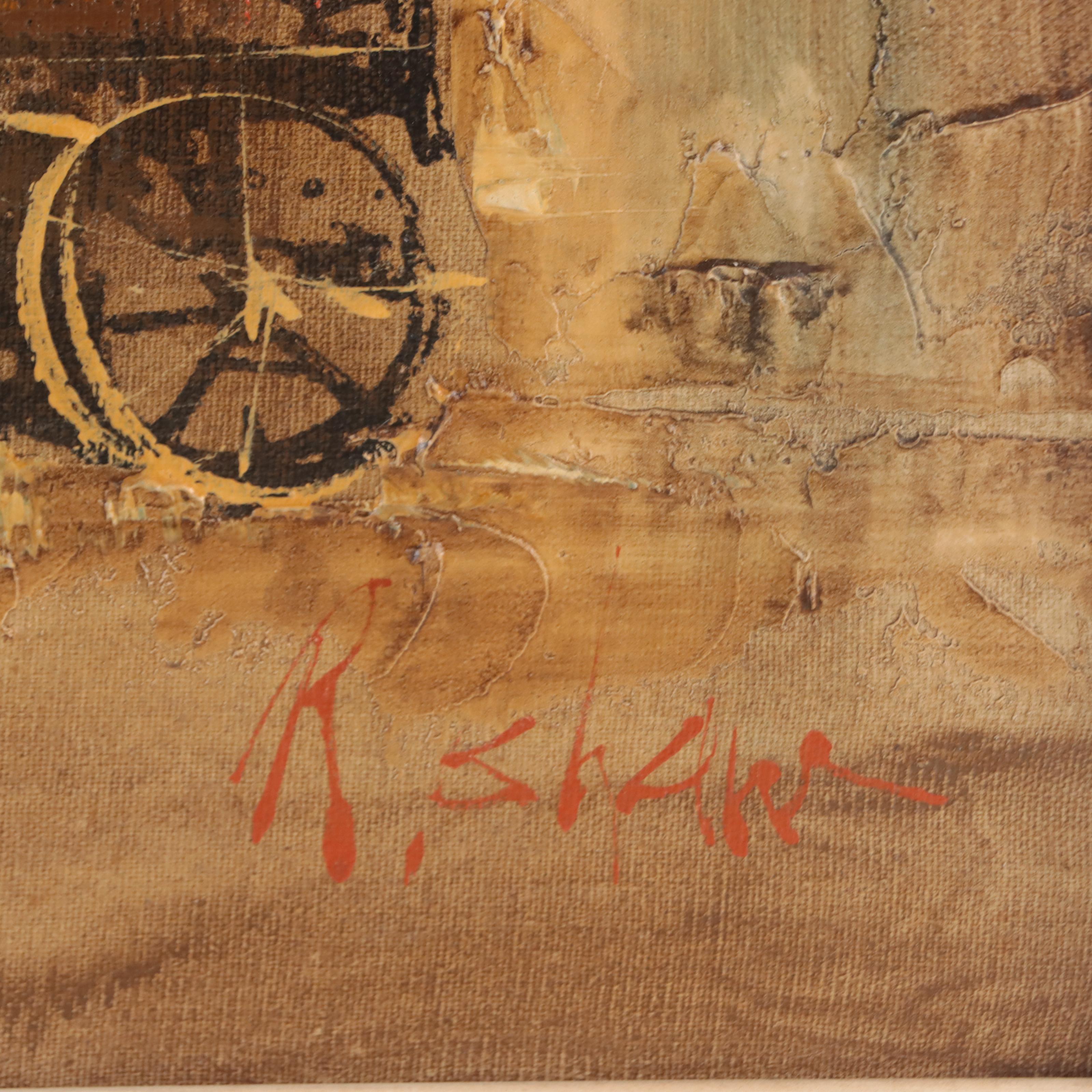 R. Shaw Impressionist Style Acrylic Painting of Street Scene