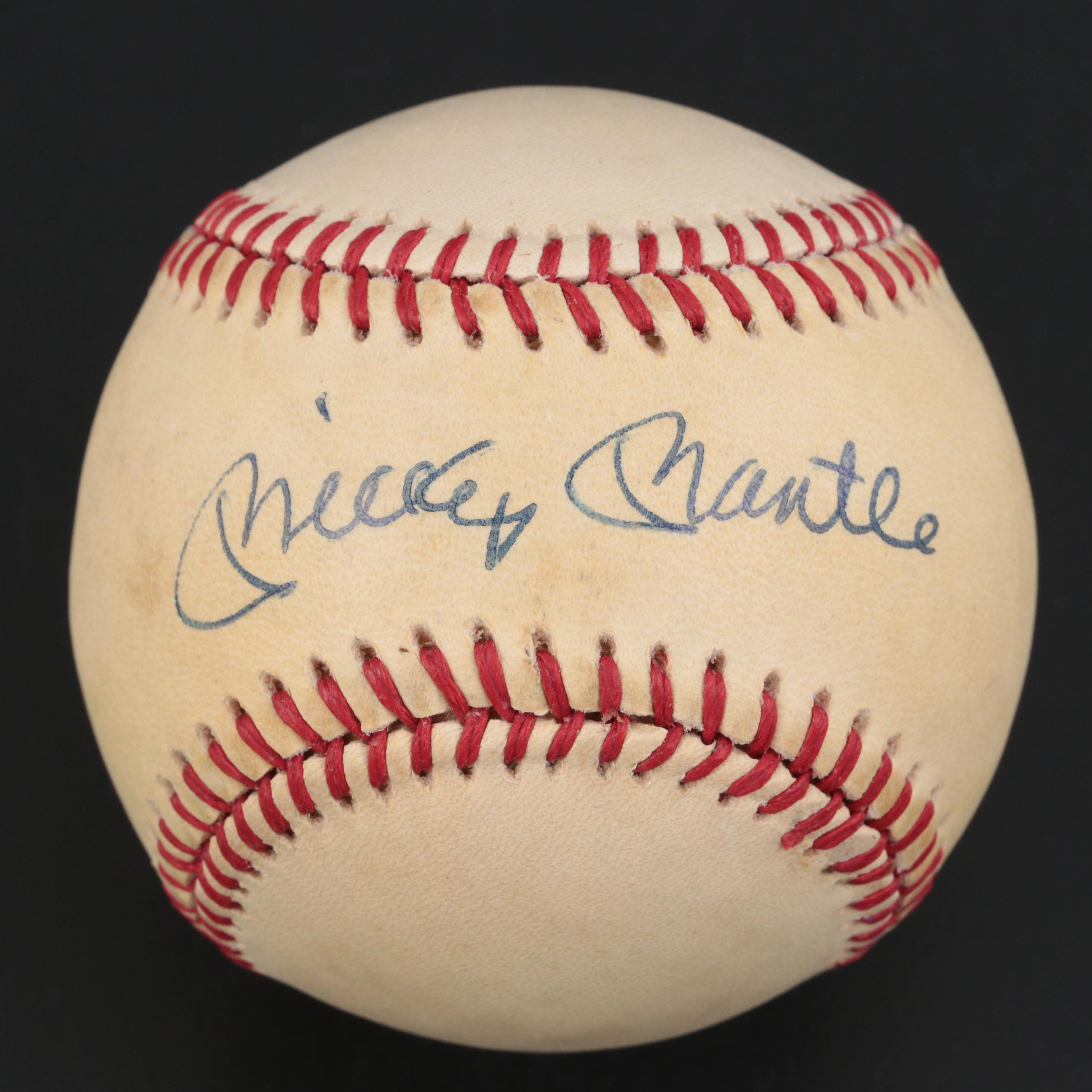 Mickey Mantle Signed Rawlings A.L. Baseball with SGC Graded 1962 Topps Card