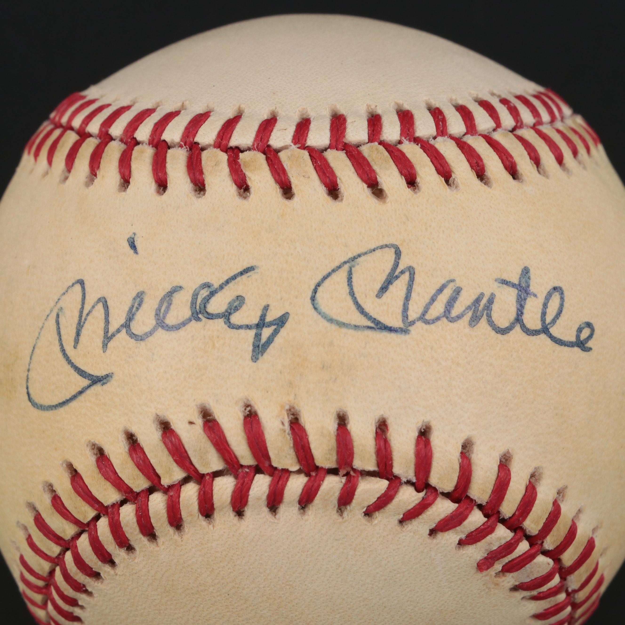 Mickey Mantle Signed Rawlings A.L. Baseball with SGC Graded 1962 Topps Card