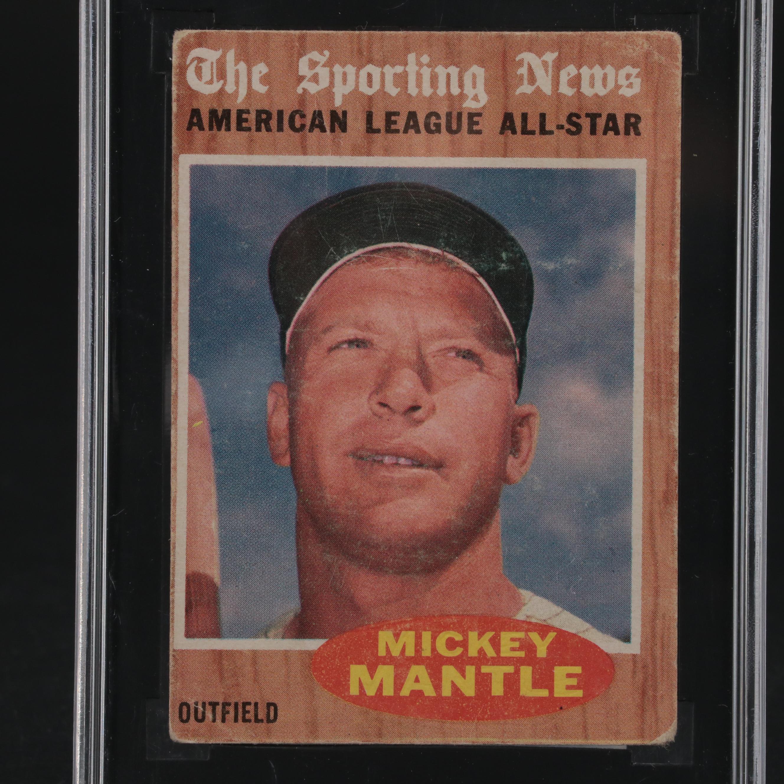 Mickey Mantle Signed Rawlings A.L. Baseball with SGC Graded 1962 Topps Card