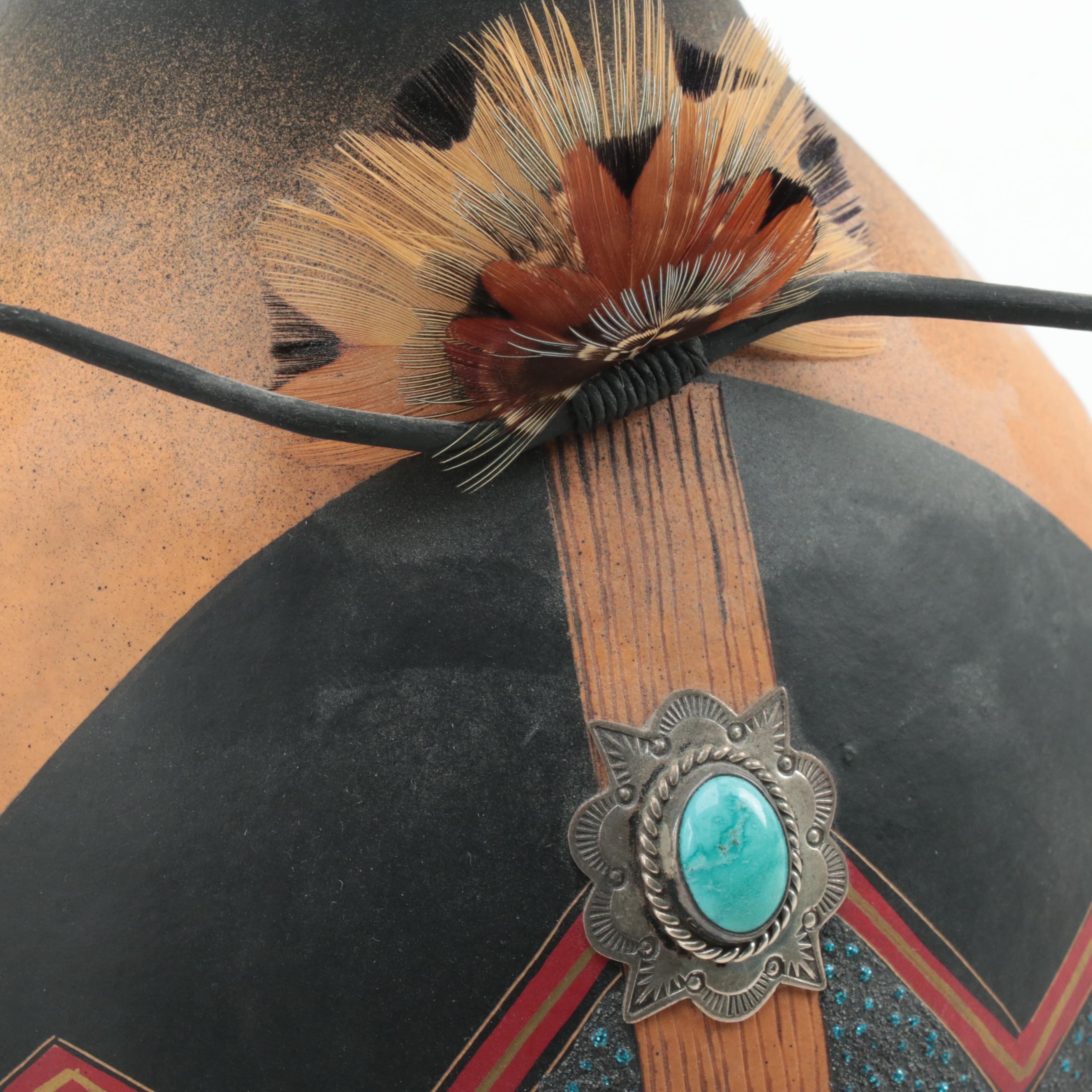 Hopi Palhik Mana Sculpture and Decorated Gourds