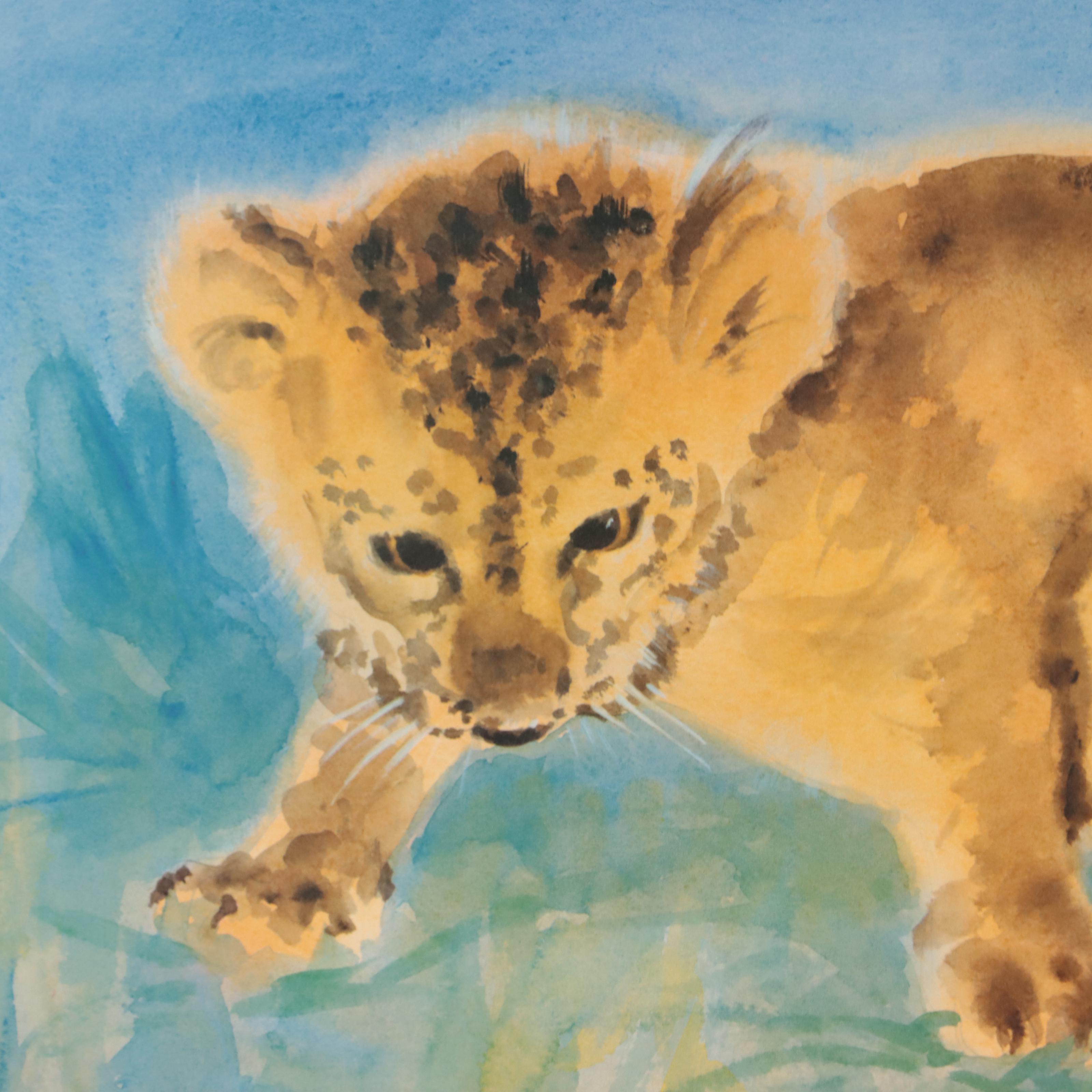 Robert Ravelle Watercolor Painting "Friend or Foe?" 1970