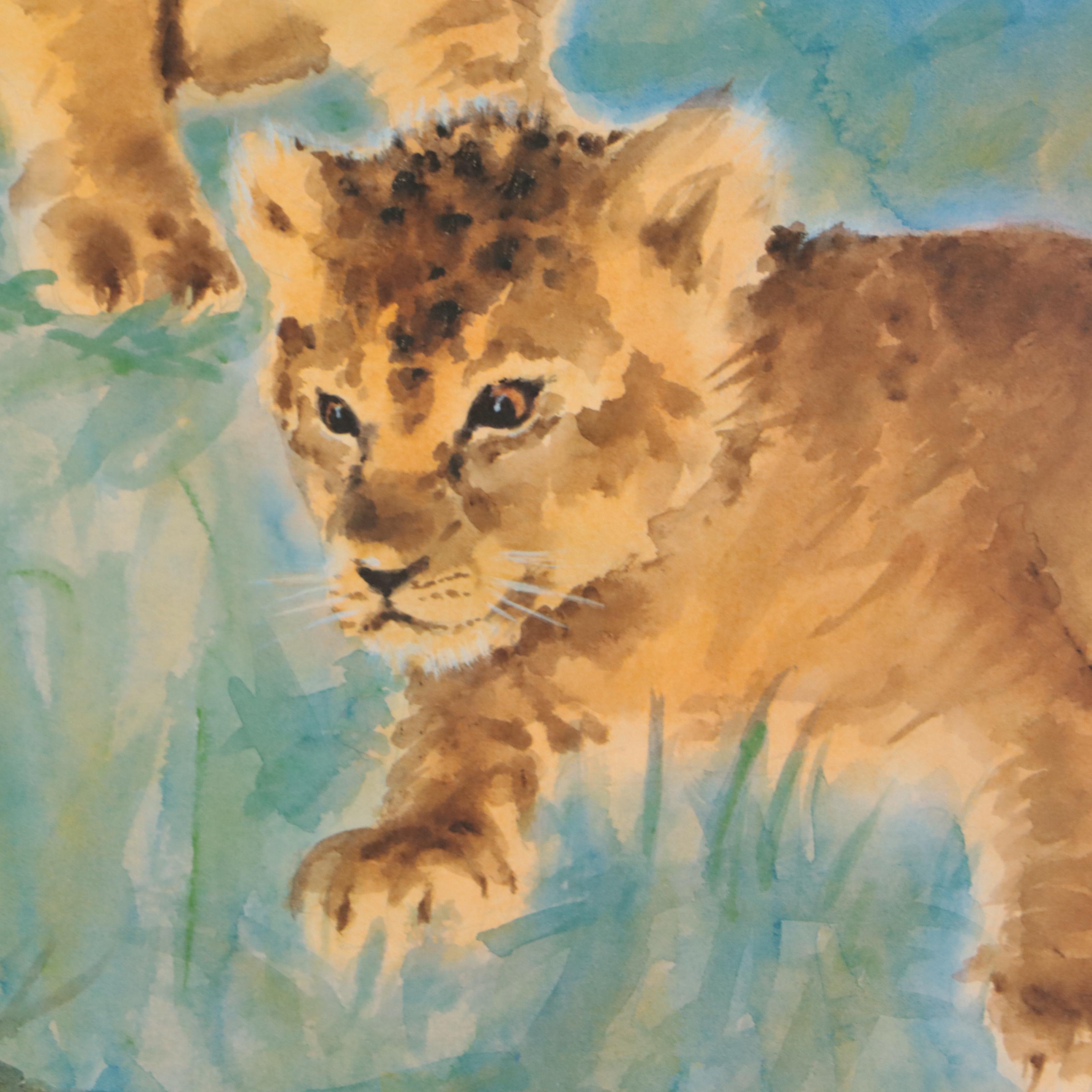 Robert Ravelle Watercolor Painting "Friend or Foe?" 1970