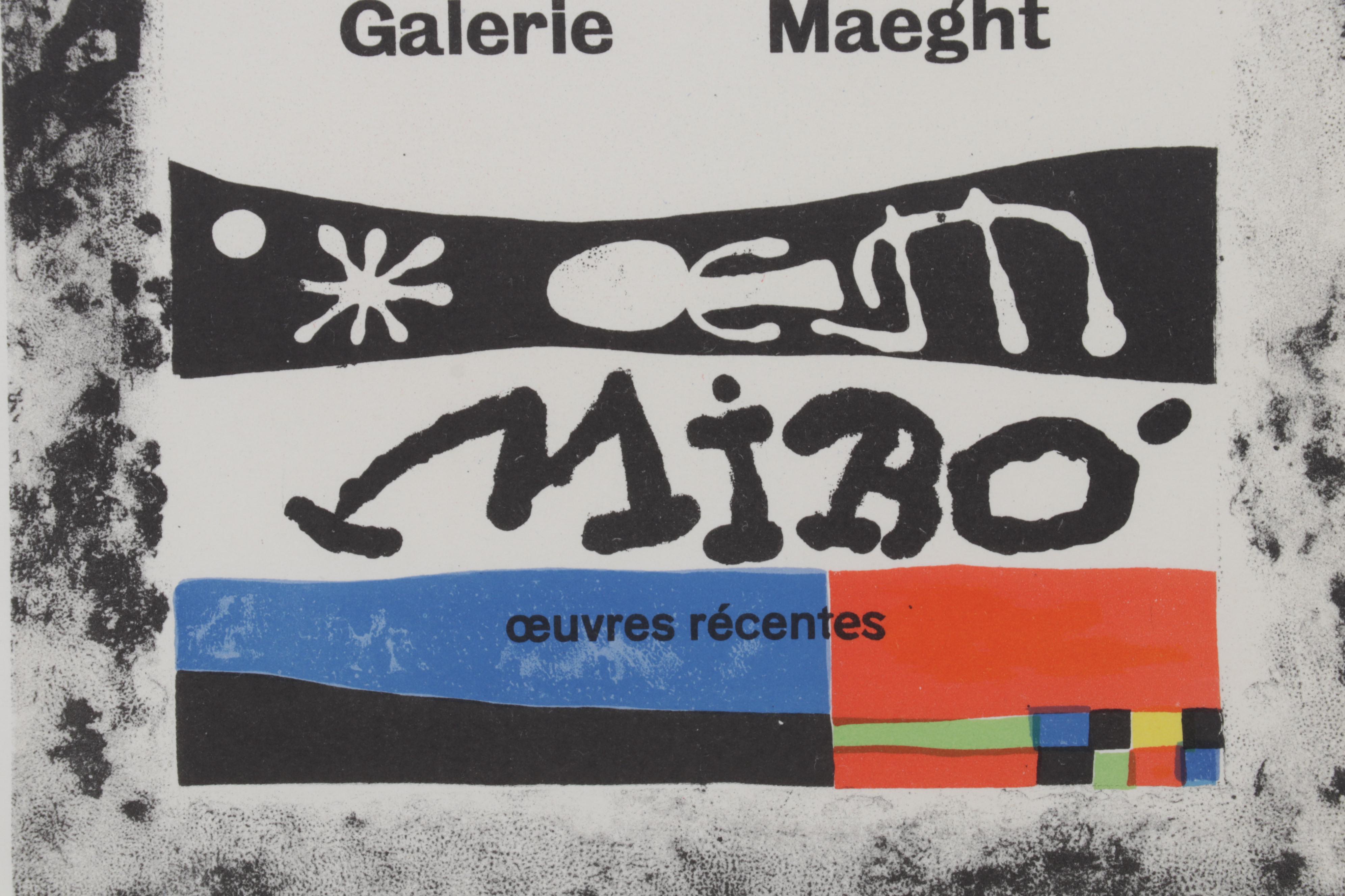 Galerie Maeght Color Lithograph After Joan Miró "Miró - Oeuvres récentes," 1959