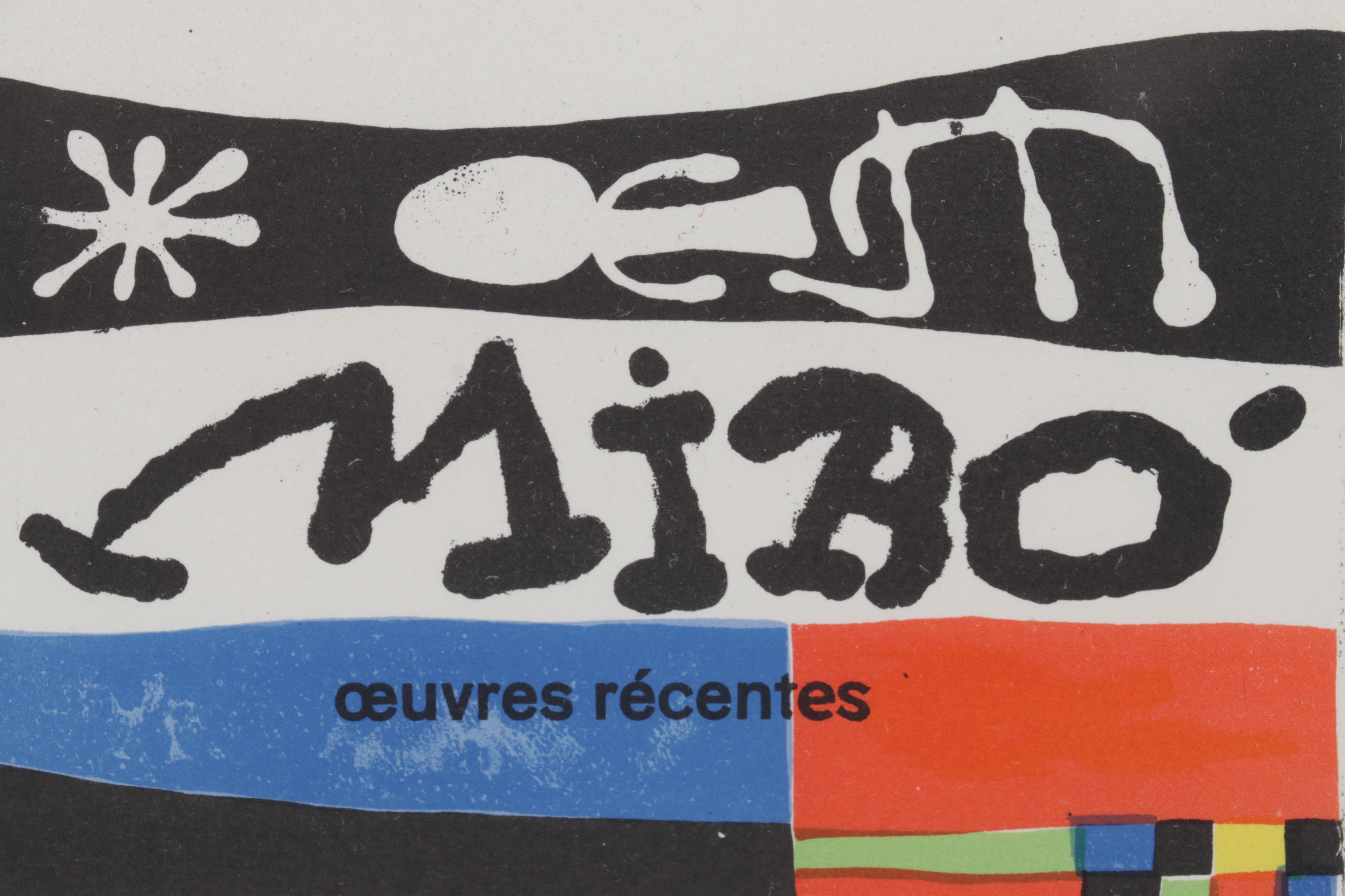 Galerie Maeght Color Lithograph After Joan Miró "Miró - Oeuvres récentes," 1959