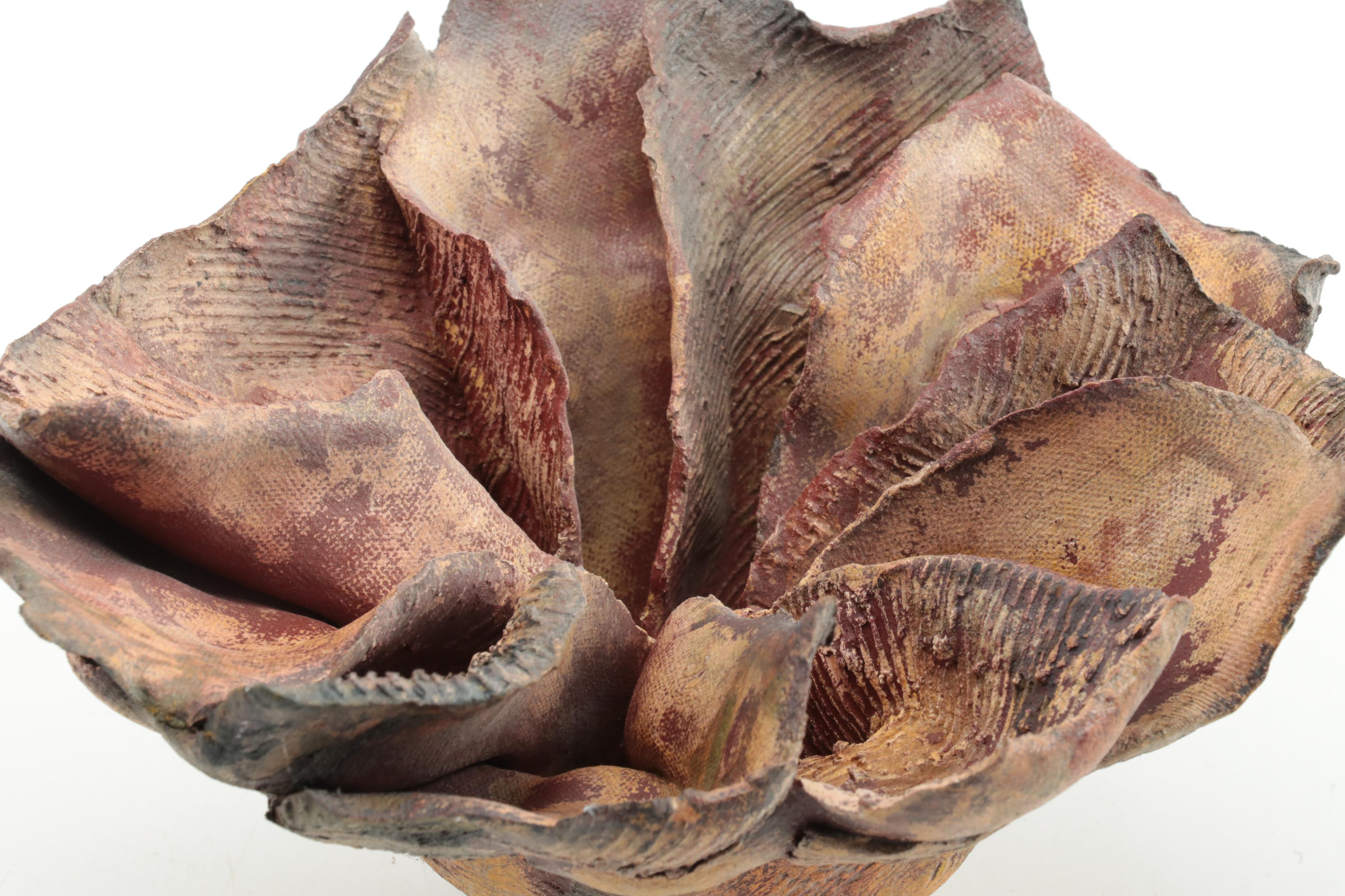 Painted Ceramic Floral Sculpture