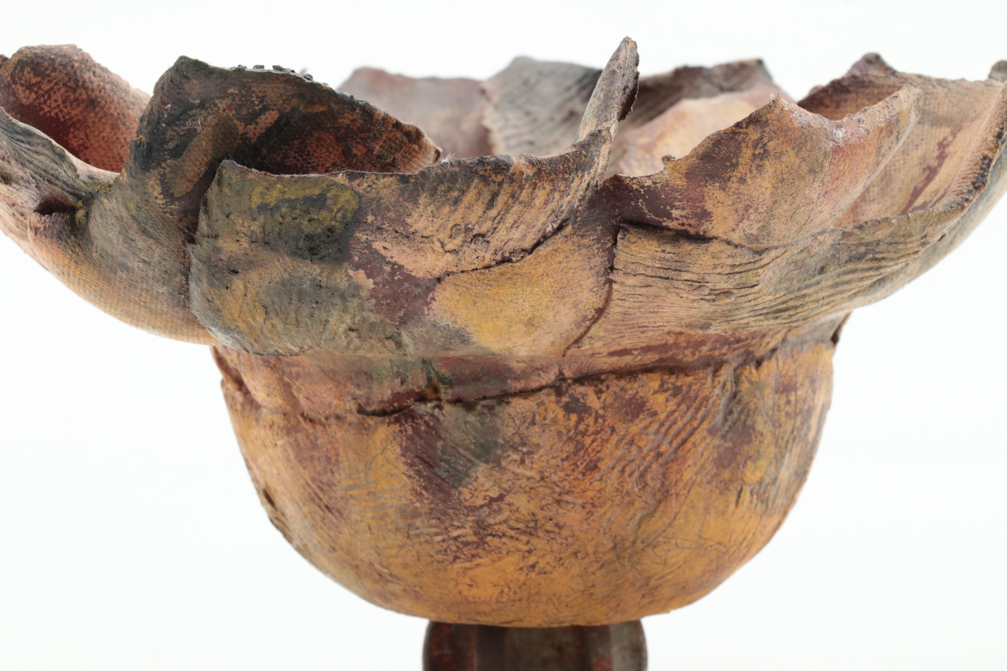 Painted Ceramic Floral Sculpture