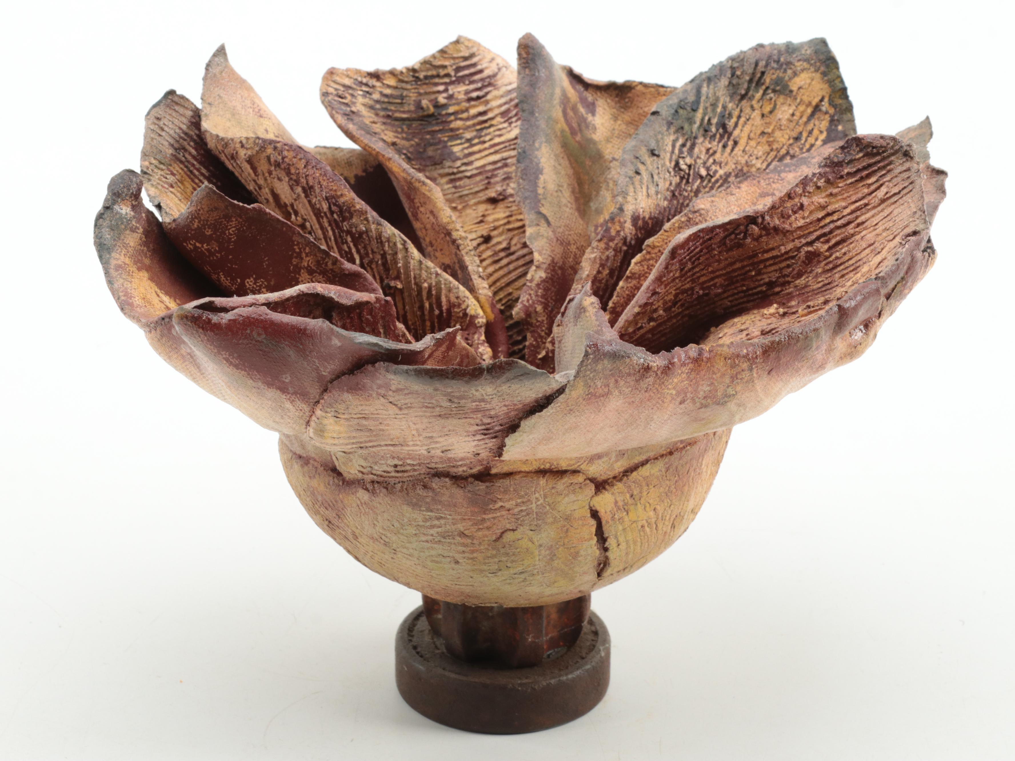 Painted Ceramic Floral Sculpture