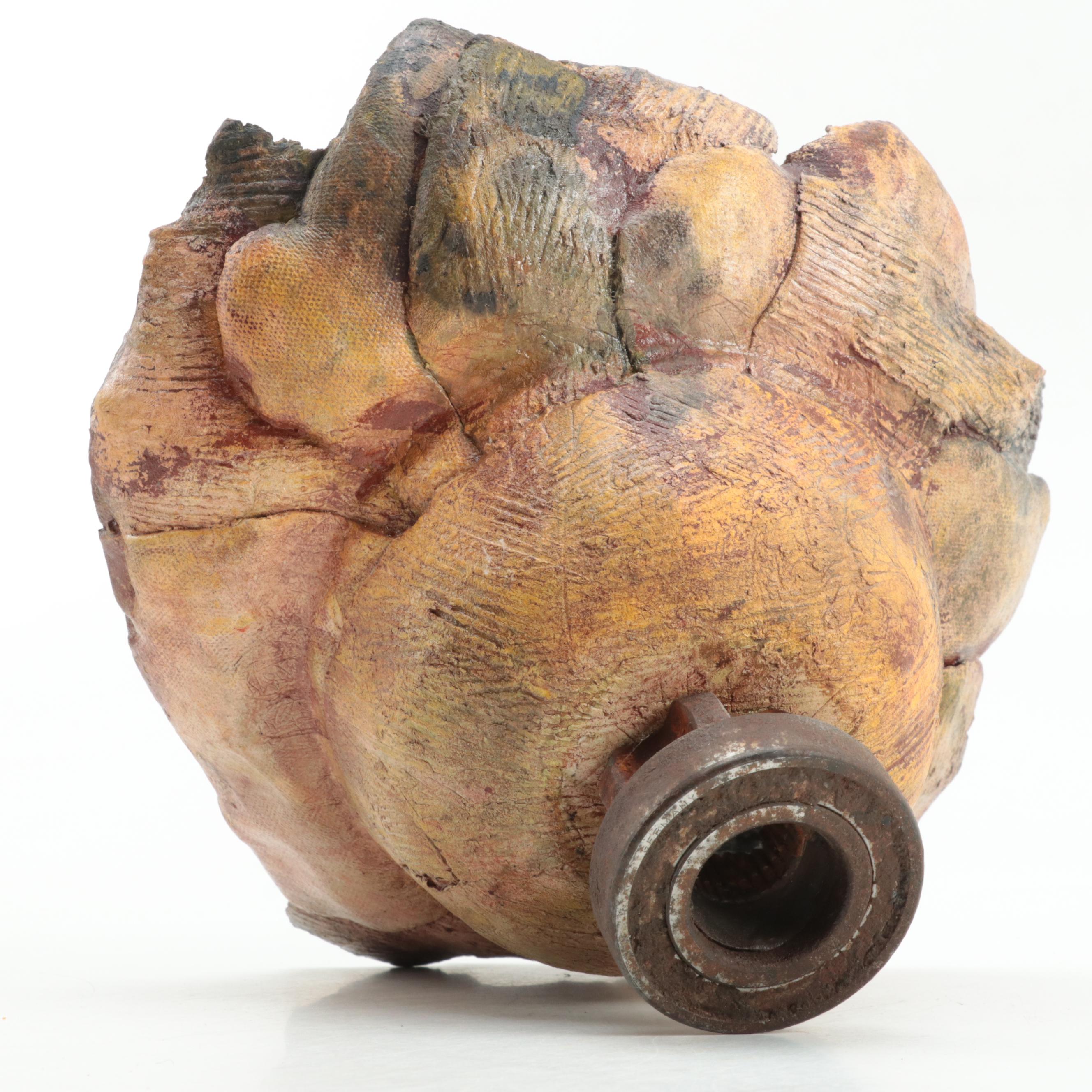 Painted Ceramic Floral Sculpture