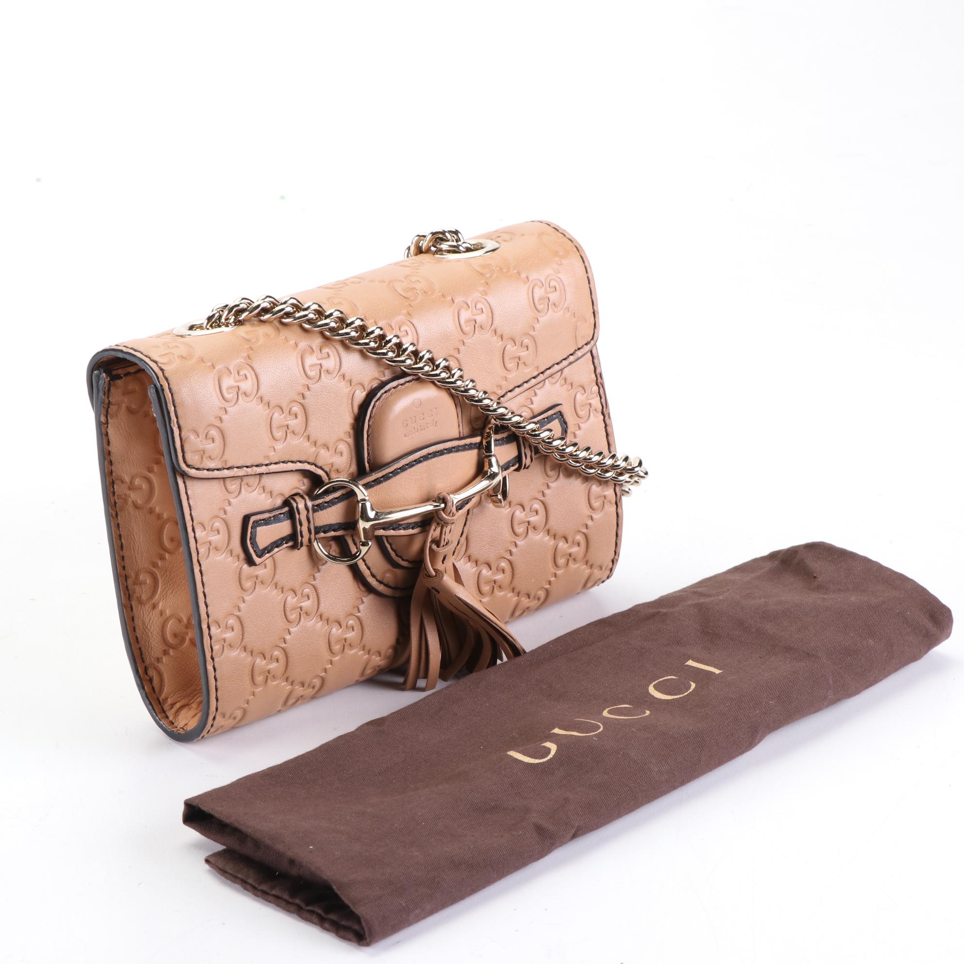 Gucci Emily Crossbody Front Flap Bag in Guccissima Leather