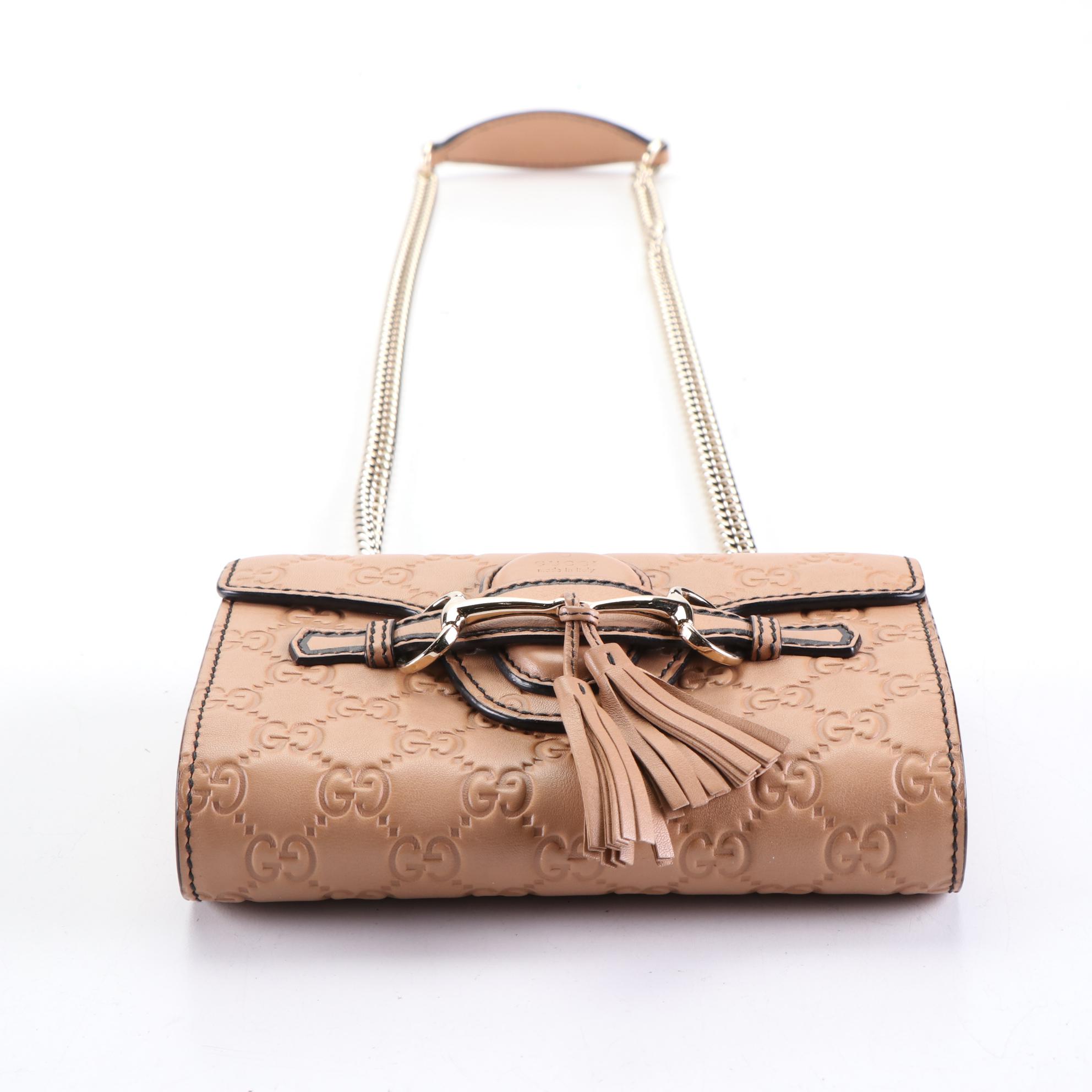 Gucci Emily Crossbody Front Flap Bag in Guccissima Leather