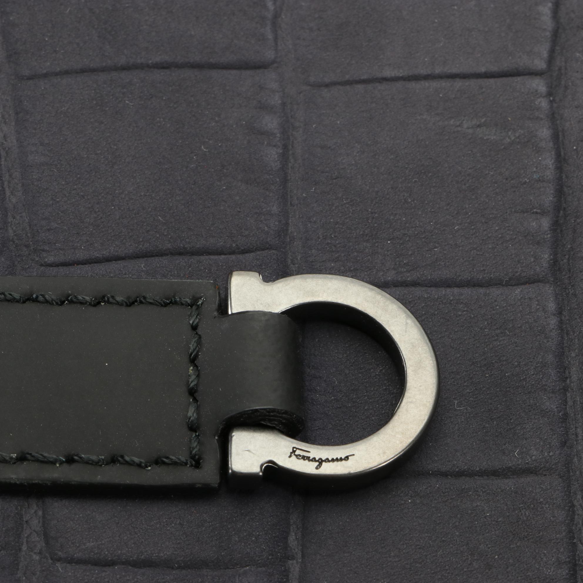 Salvatore Ferragamo Tall Tote in Crocodile Embossed Nubuck Leather