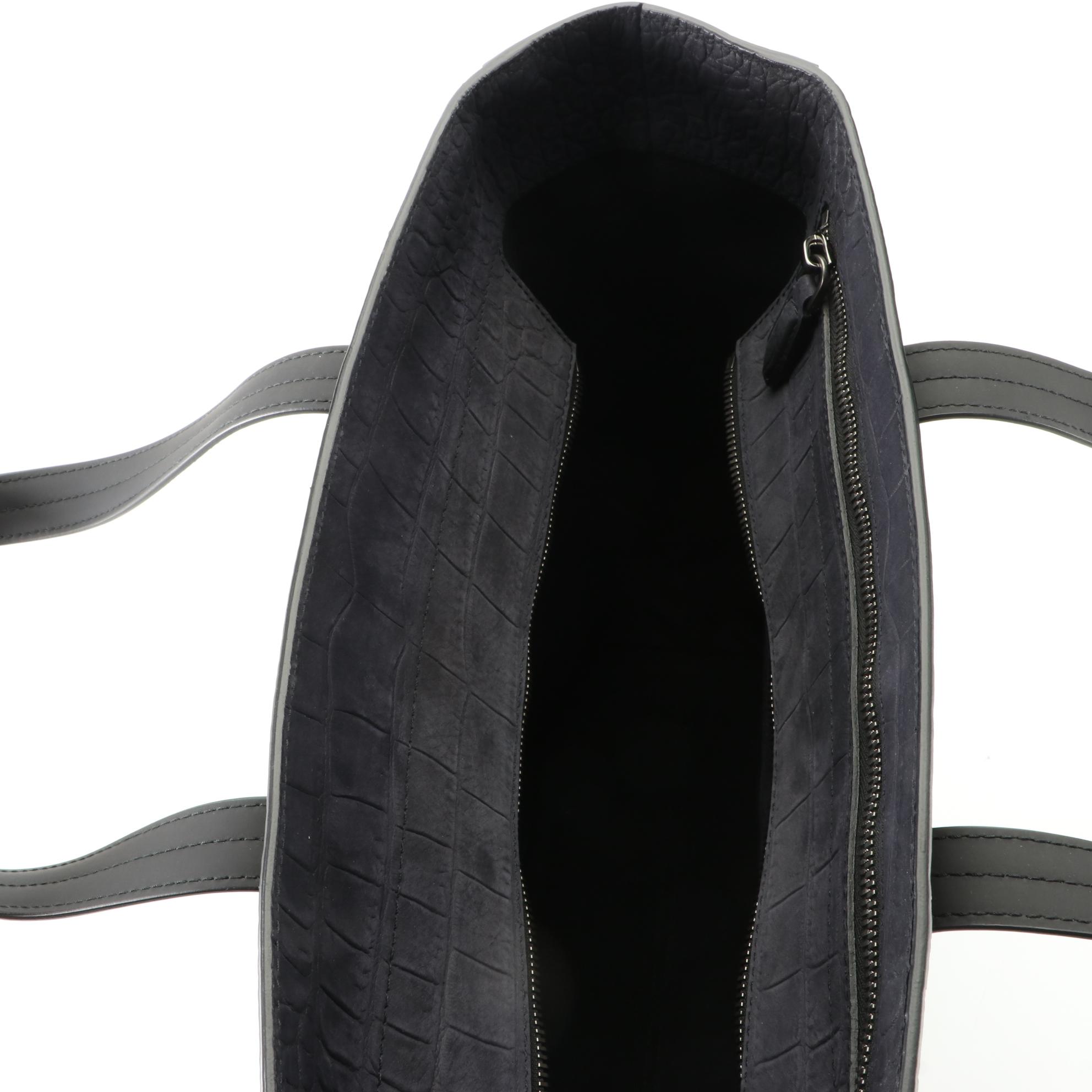 Salvatore Ferragamo Tall Tote in Crocodile Embossed Nubuck Leather