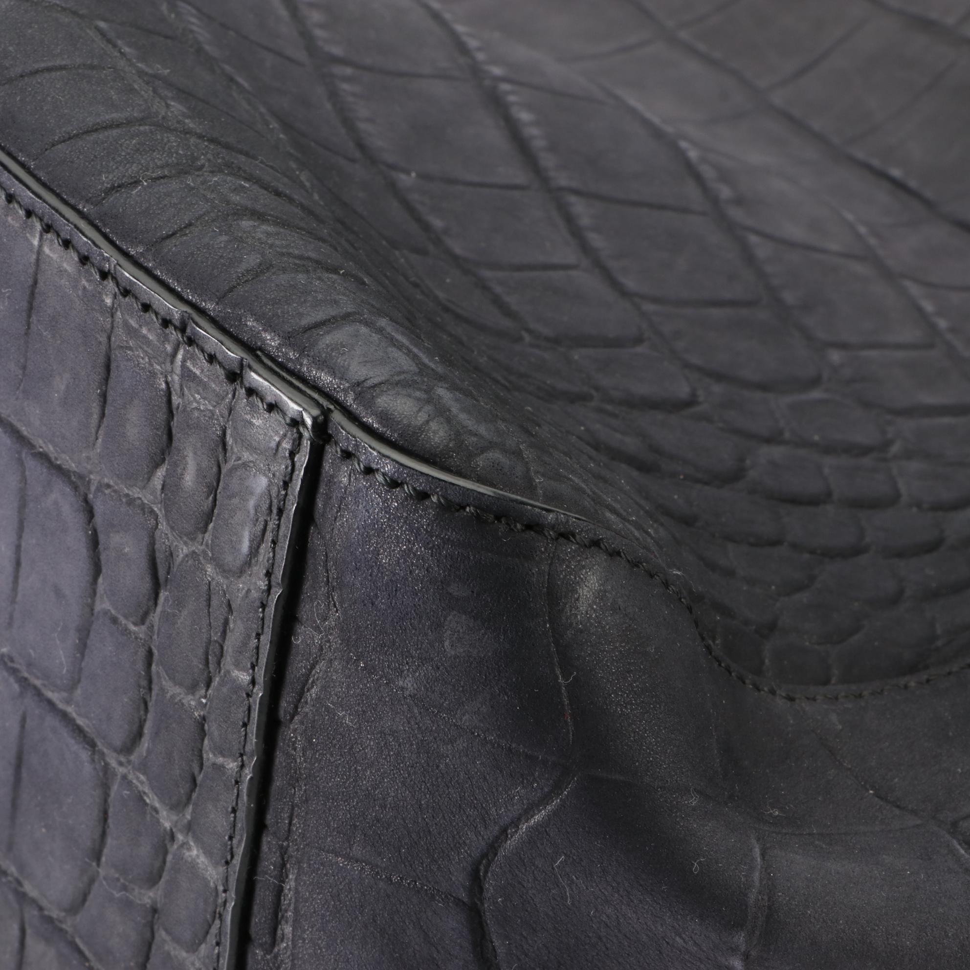 Salvatore Ferragamo Tall Tote in Crocodile Embossed Nubuck Leather