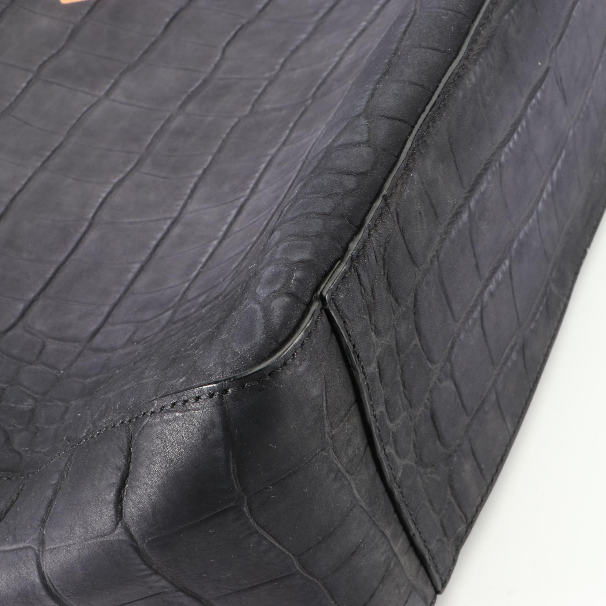 Salvatore Ferragamo Tall Tote in Crocodile Embossed Nubuck Leather