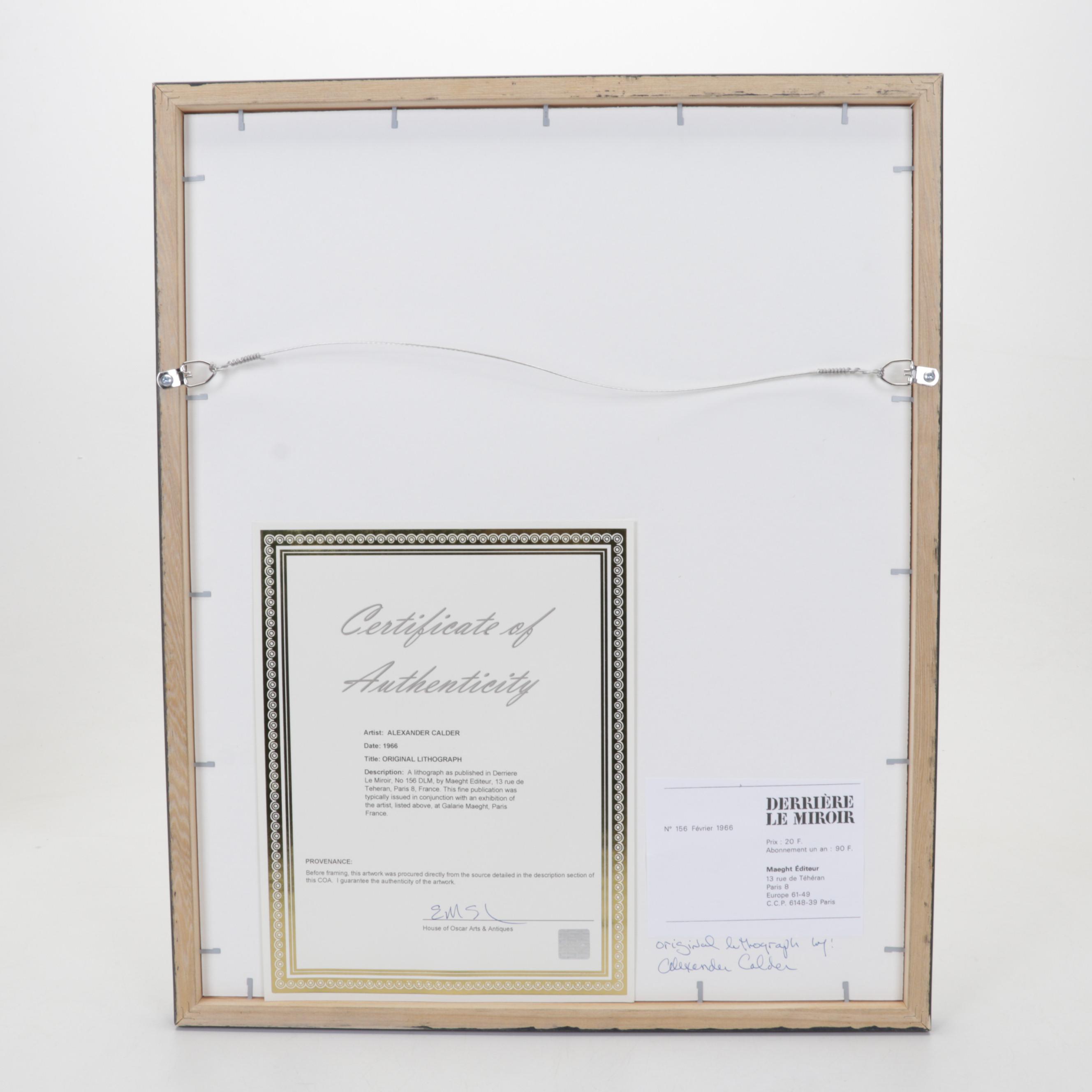 Alexander Calder Color Lithograph for "Derrière le Miroir," 1966