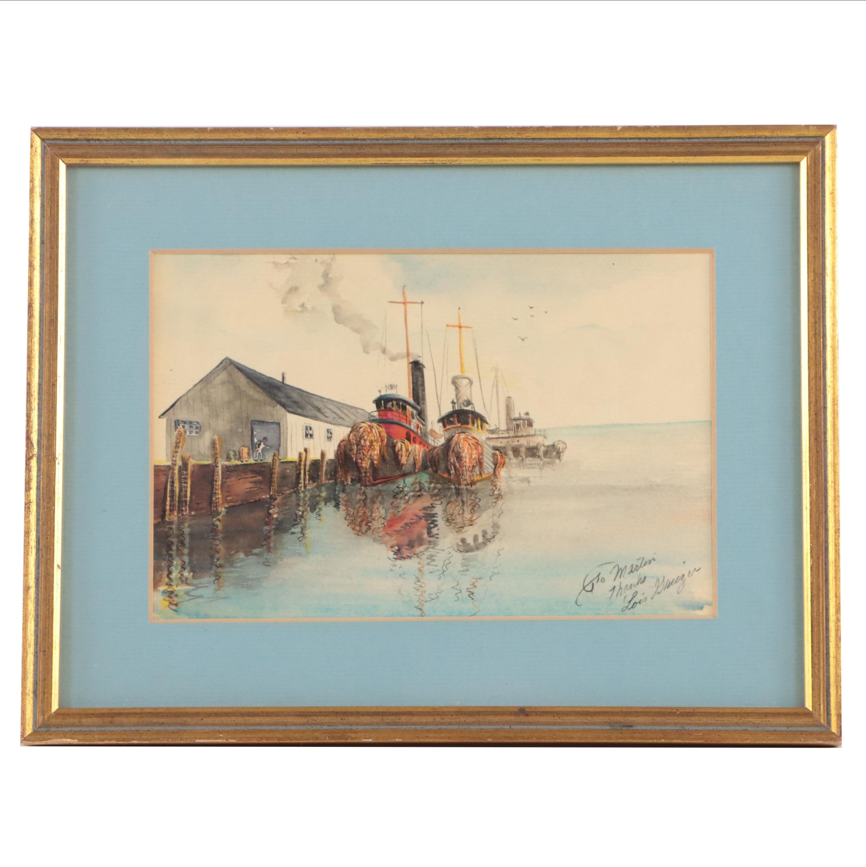 Harbor Scene Watercolor Painting