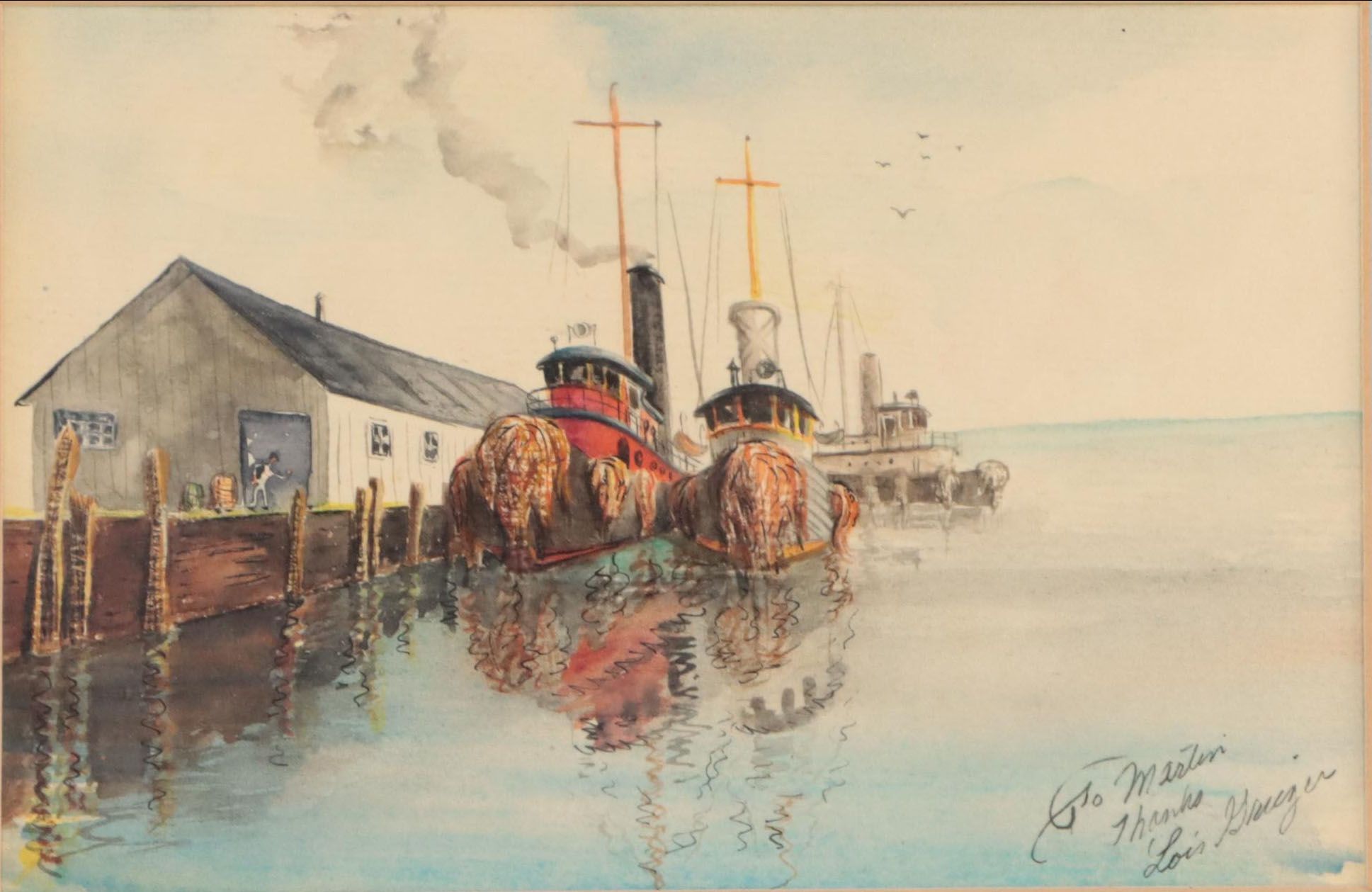 Harbor Scene Watercolor Painting
