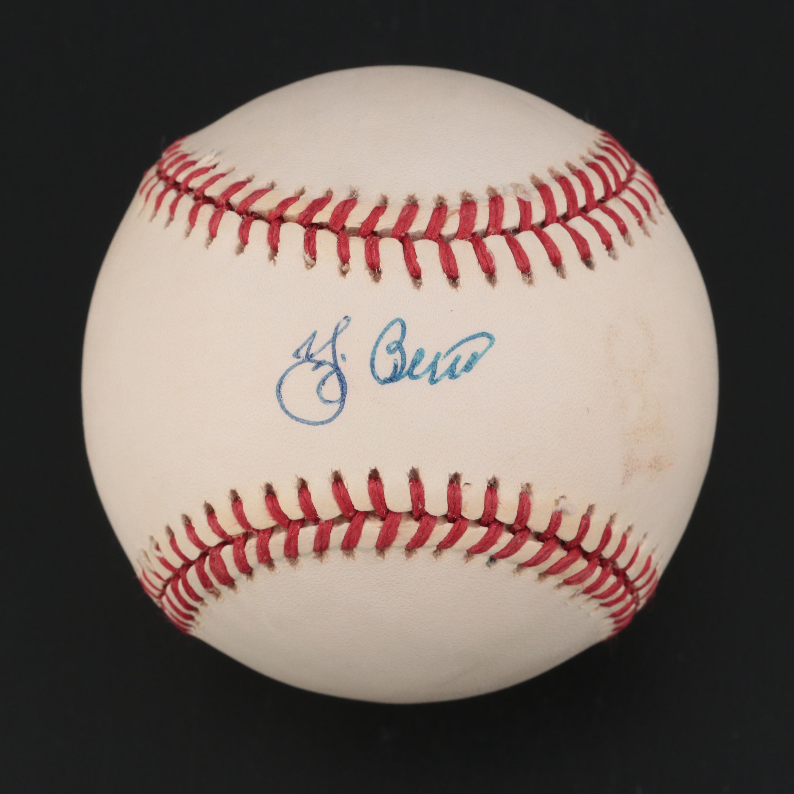 Yogi Berra Signed Rawlings American League Baseball in Engraved Display Case