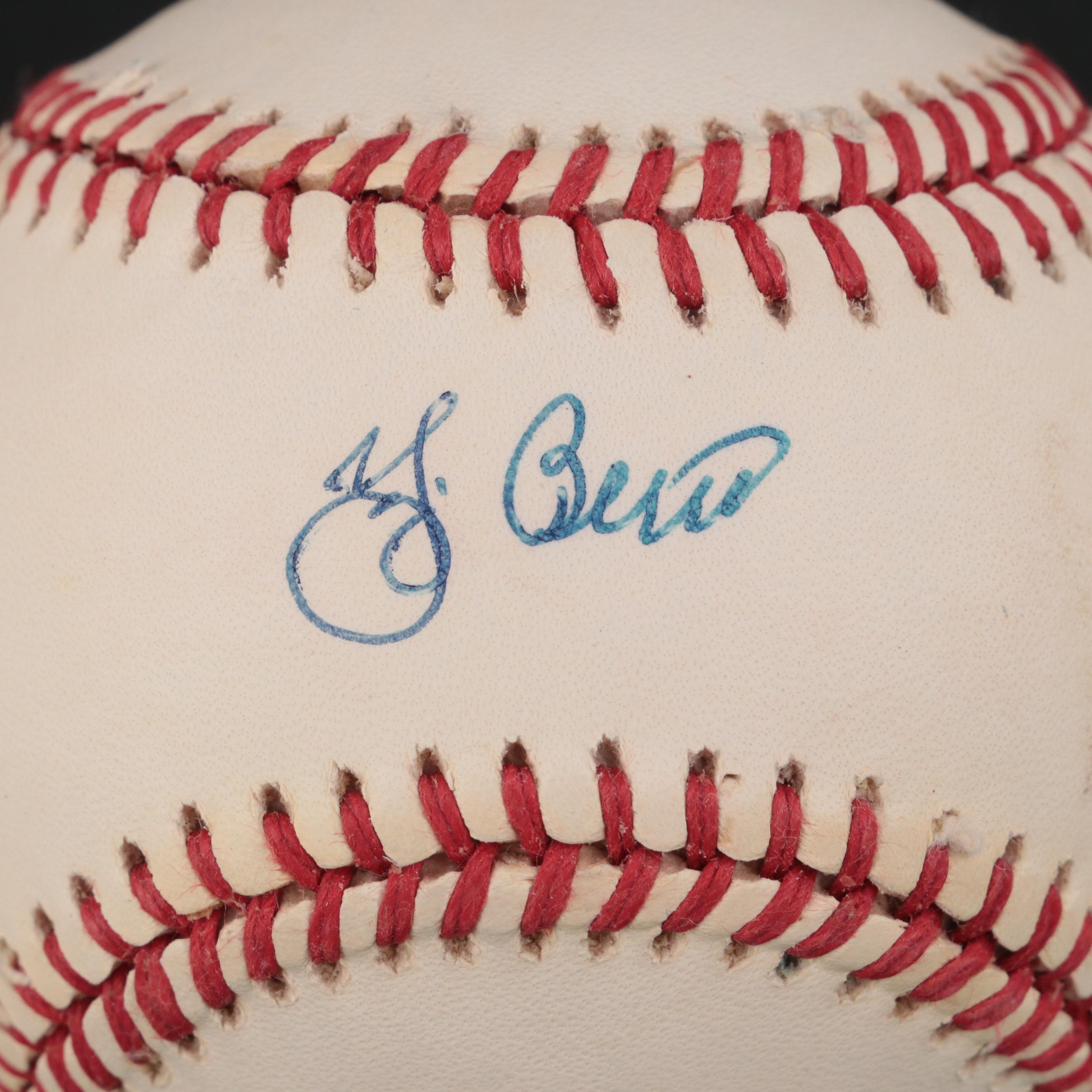 Yogi Berra Signed Rawlings American League Baseball in Engraved Display Case