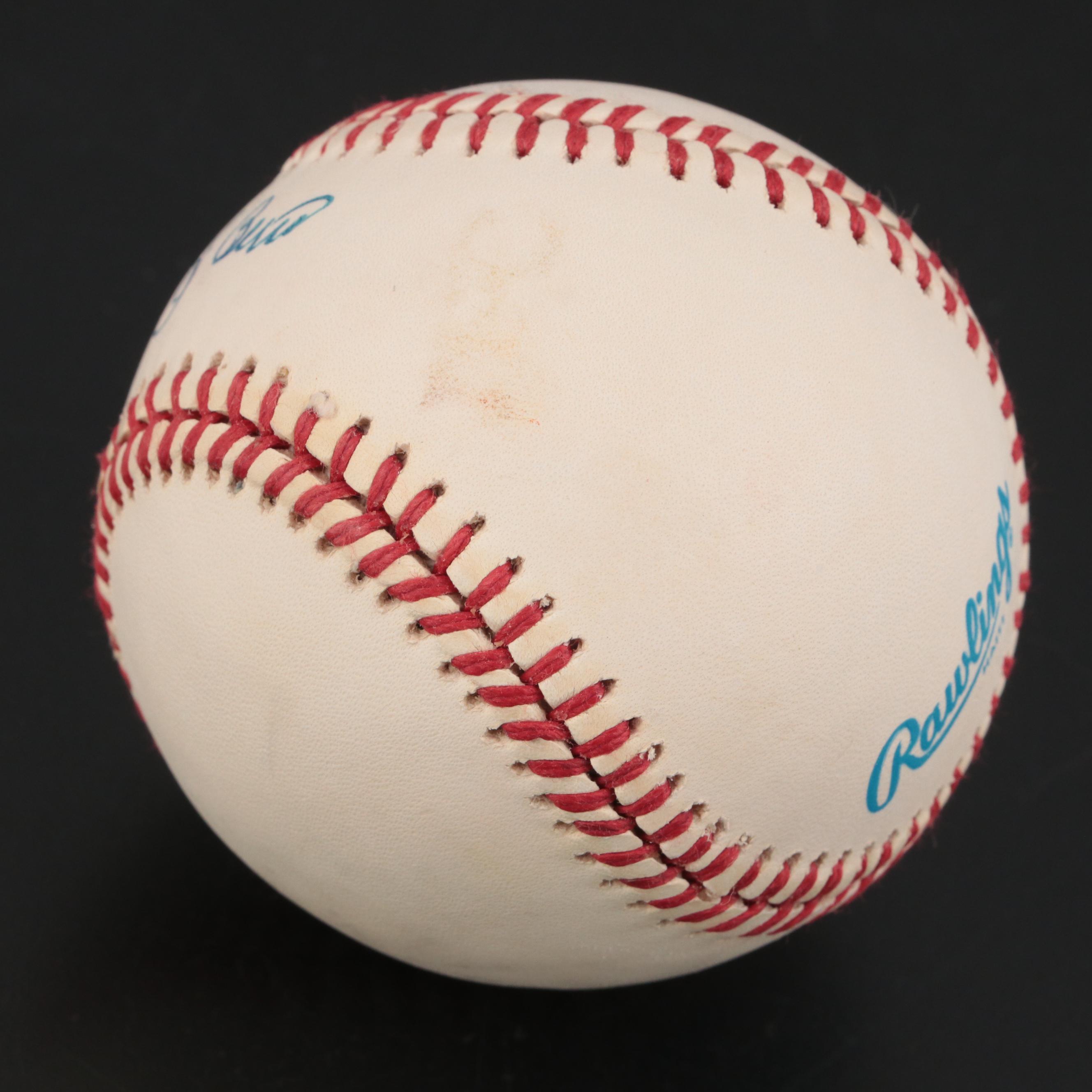 Yogi Berra Signed Rawlings American League Baseball in Engraved Display Case