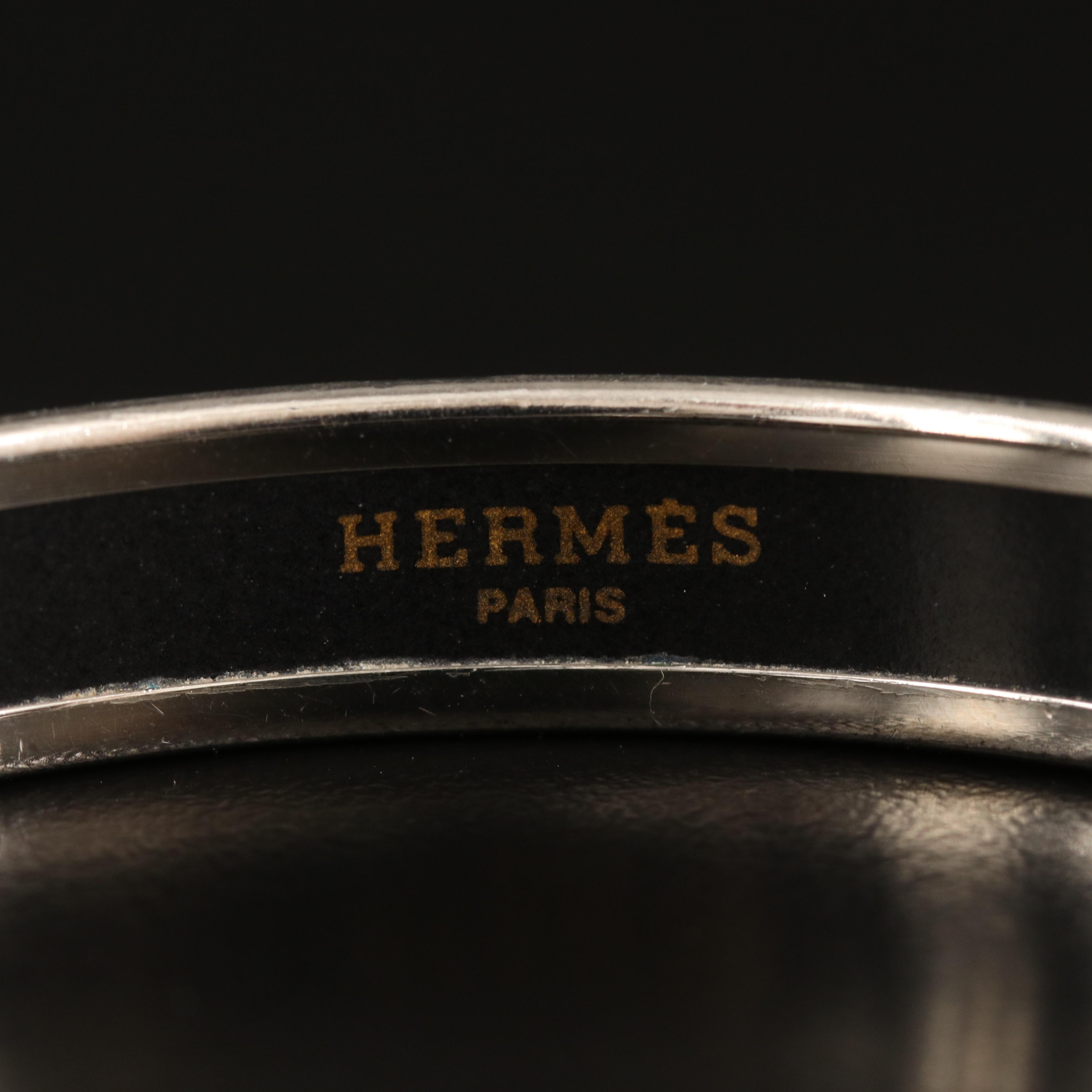 Hermès Narrow Logo Patchwork Enamel Bangle