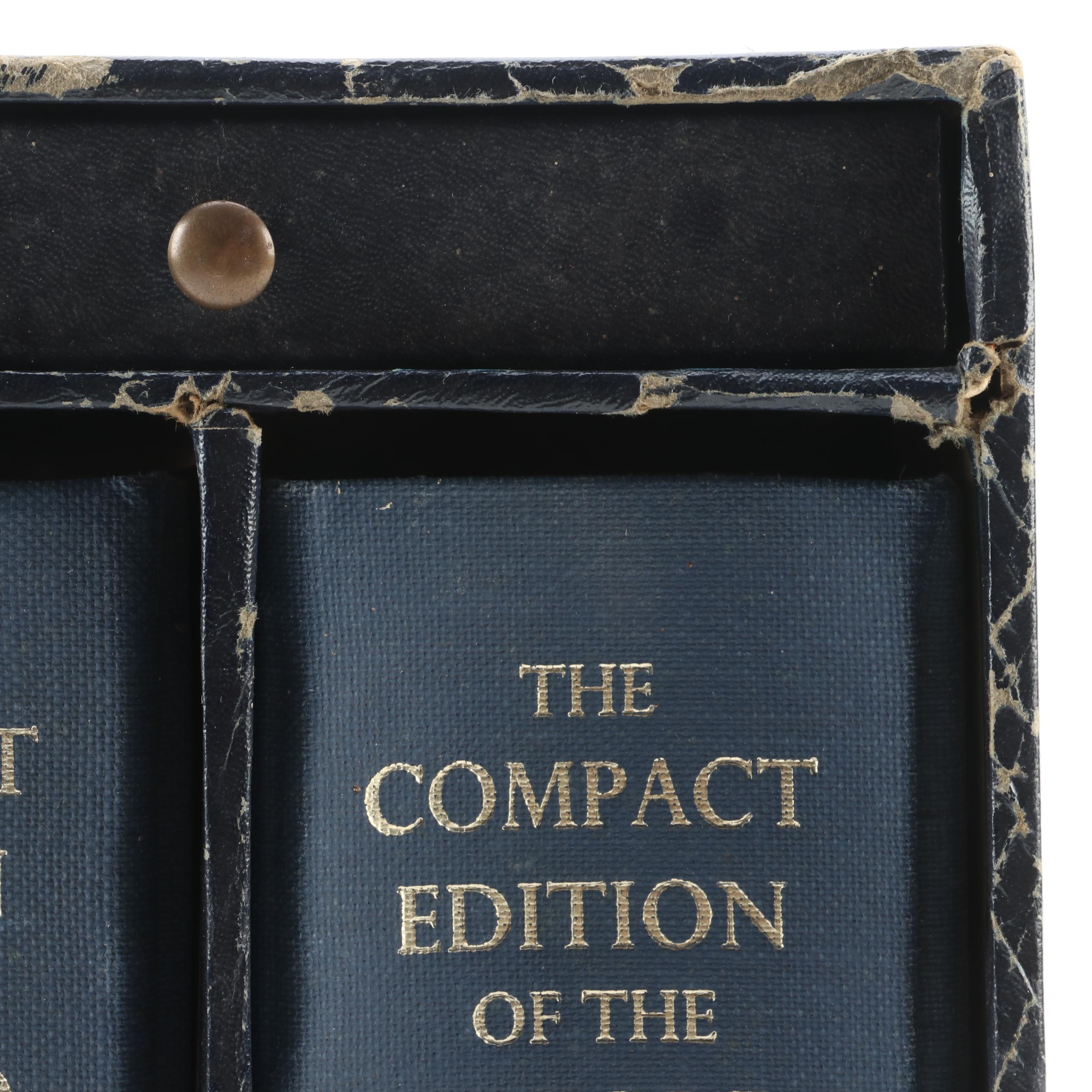 "Oxford English Dictionary" Two-Volume Box Set with Magnifying Glass, 1971