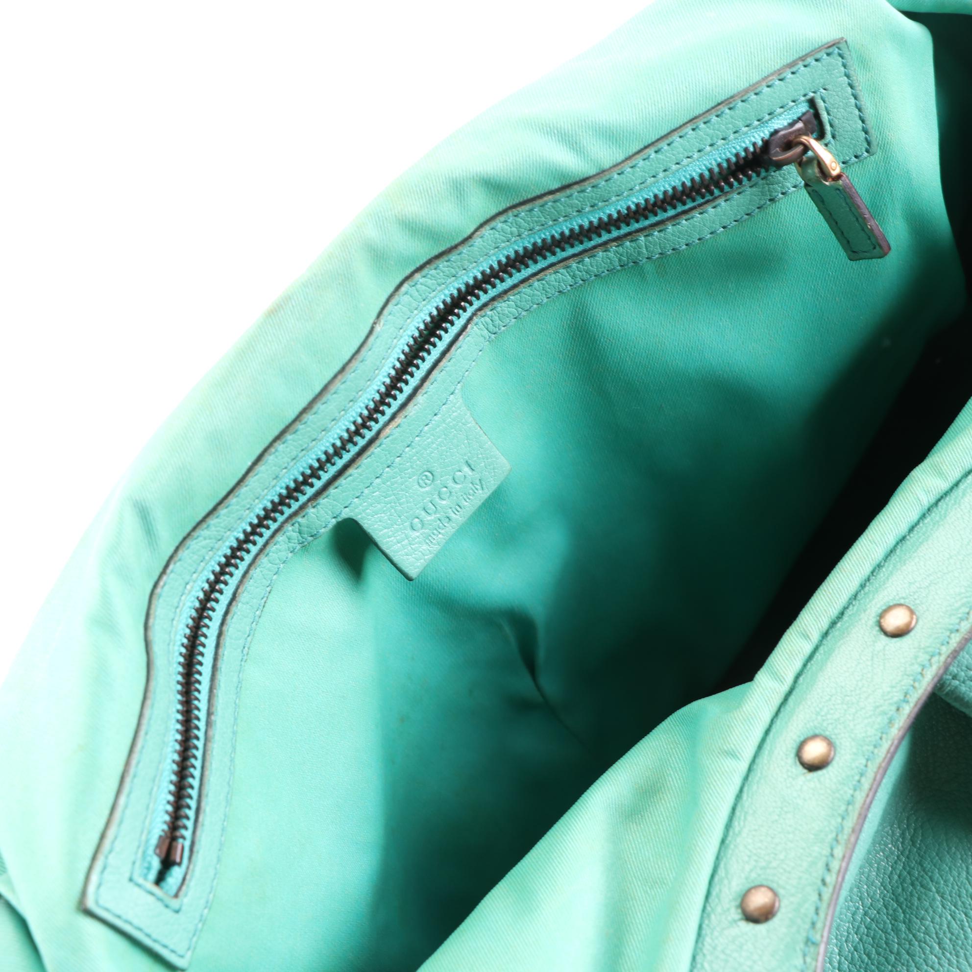 Gucci Bamboo Large Studded Hobo Bag in Grained Leather