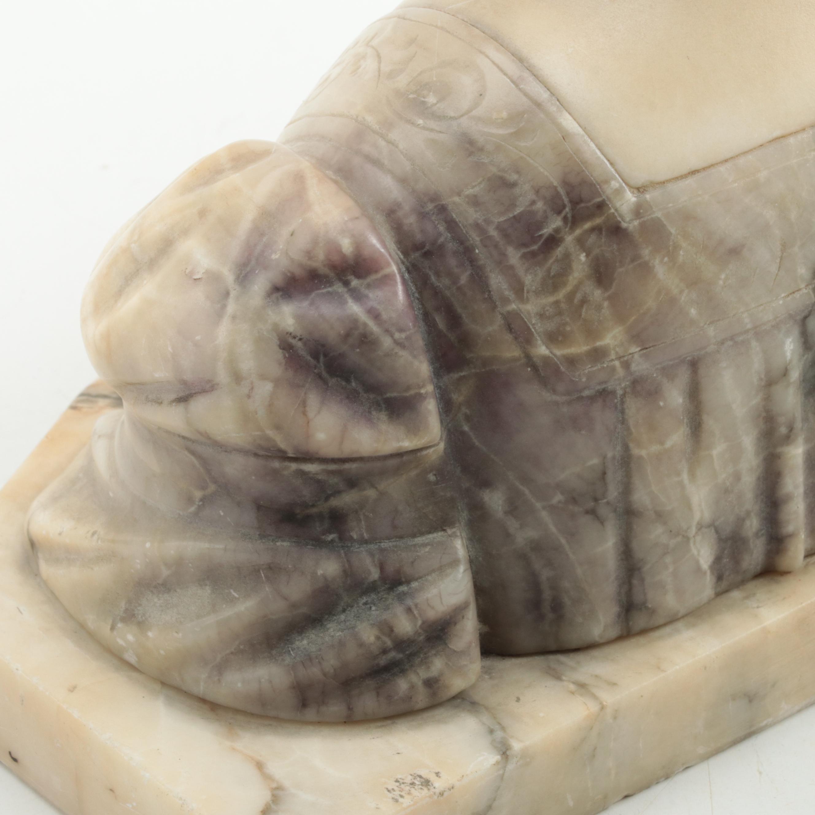 Florentine Carved Alabaster Bust "Laura", Early 20th Century