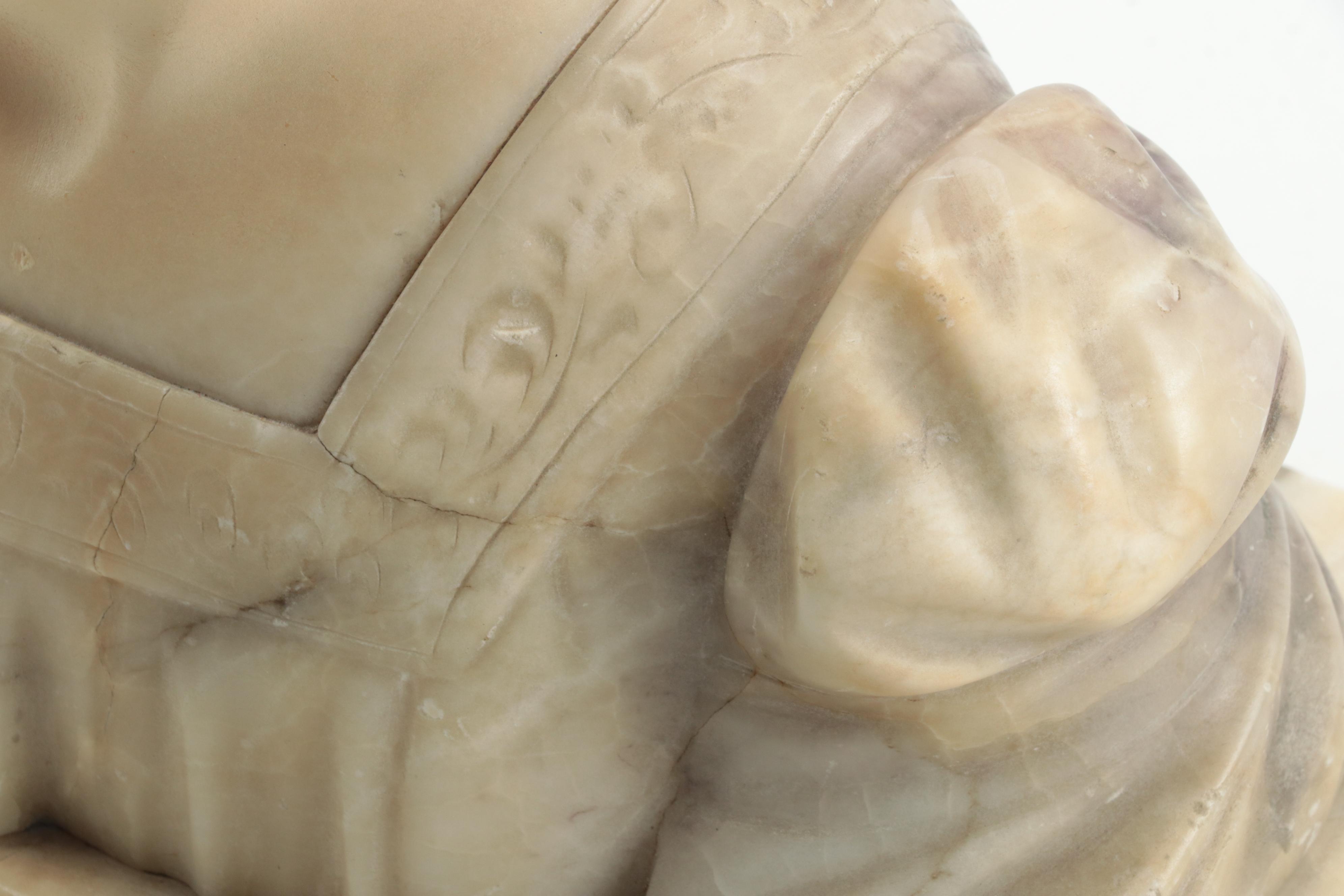 Florentine Carved Alabaster Bust "Laura", Early 20th Century