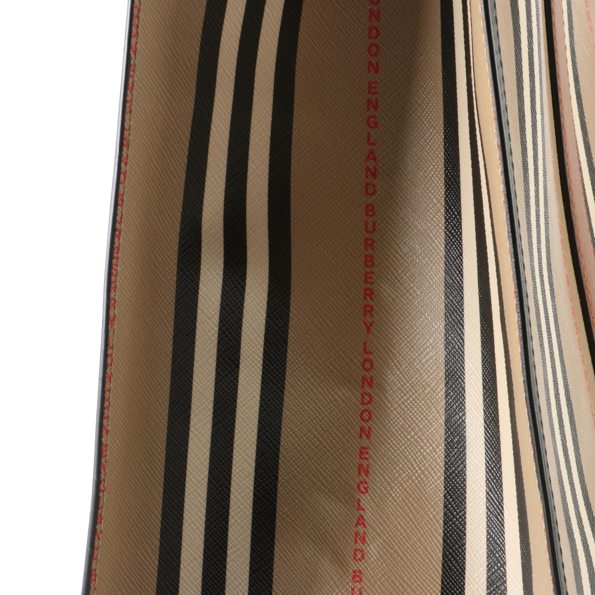 Burberry Portrait Tote in Icon Stripe E-Canvas and Leather