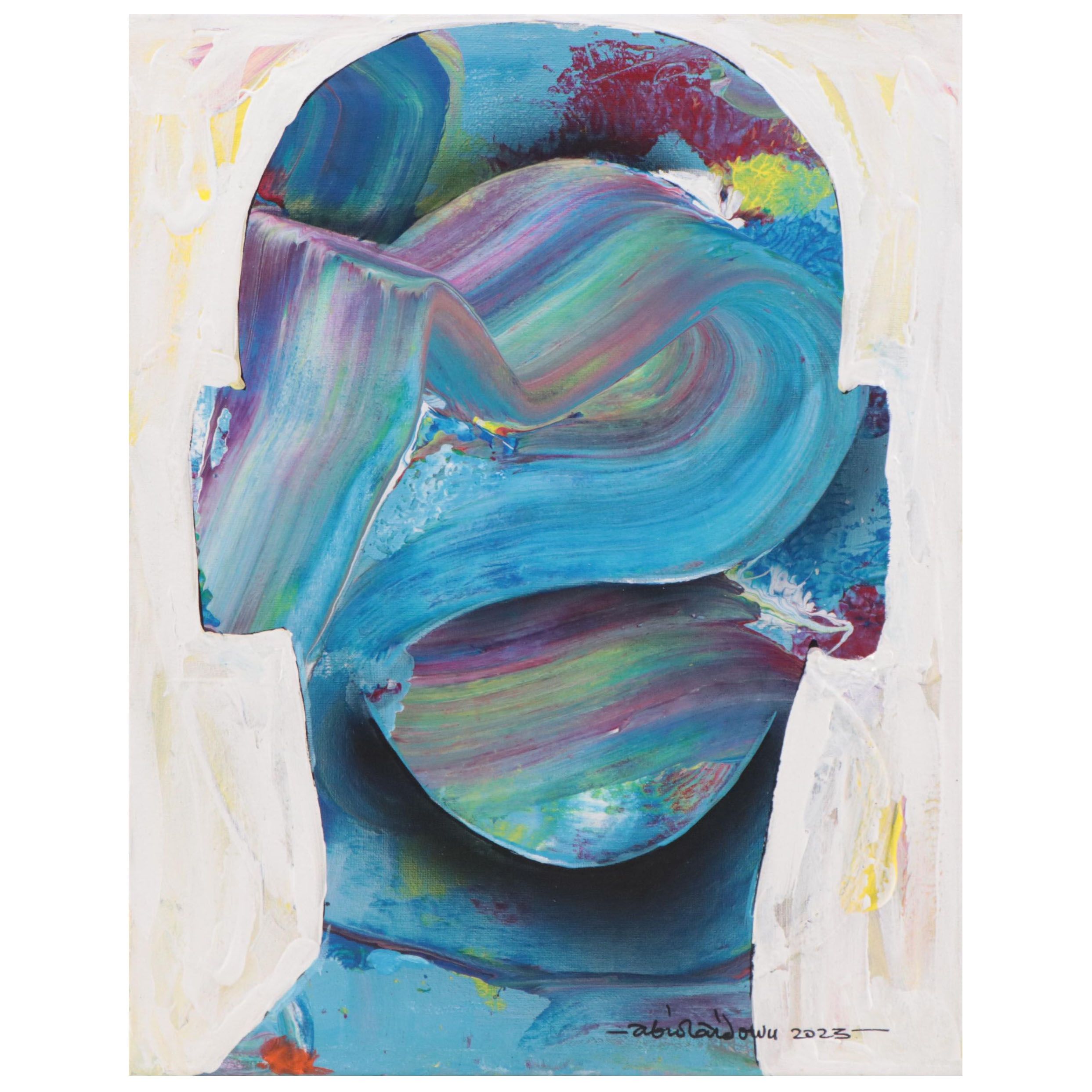 Abiola Idowu Mixed Media Painting "Shadow of Love," 2023