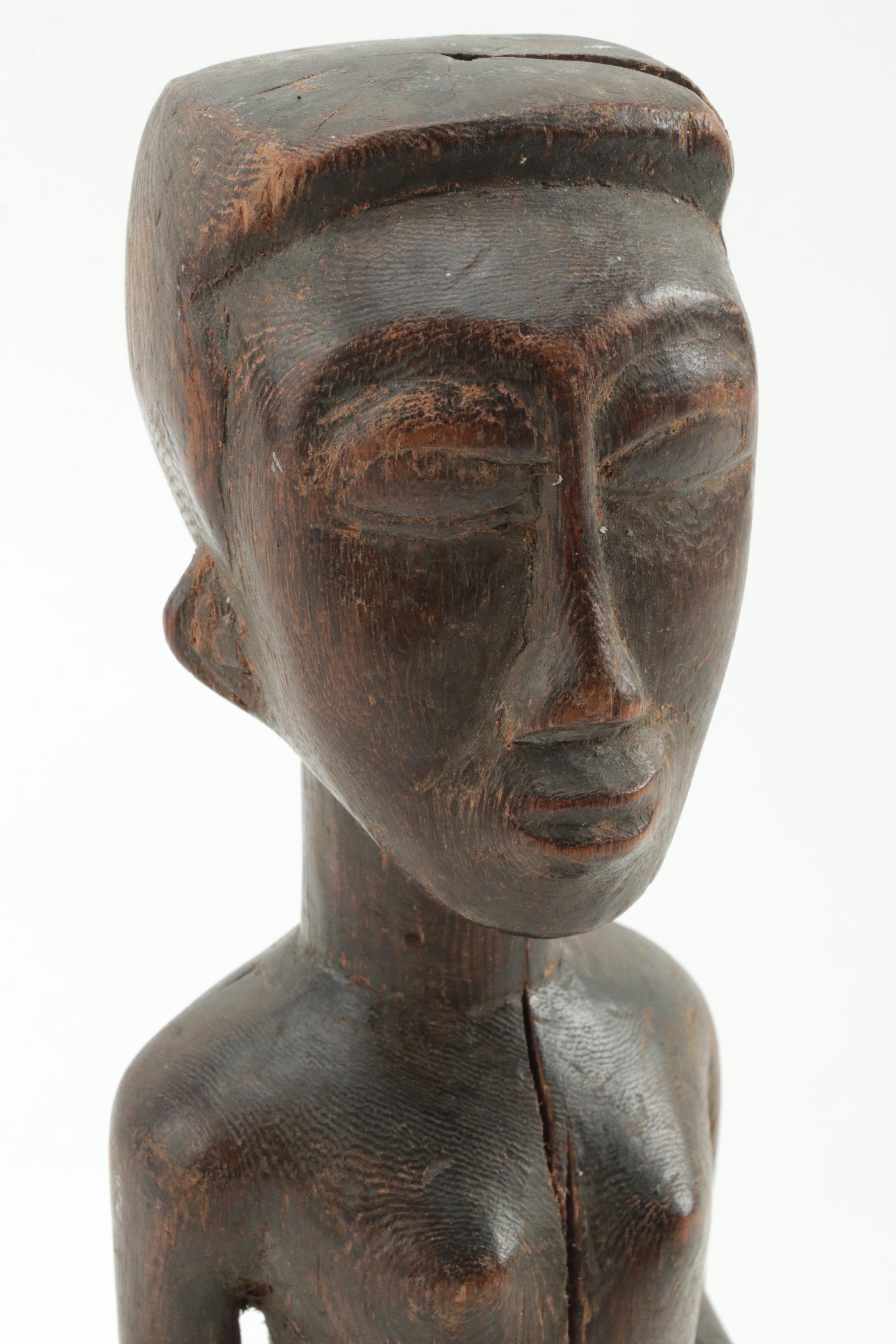 Baule-Inspired African Carved Wood Figure, West Africa