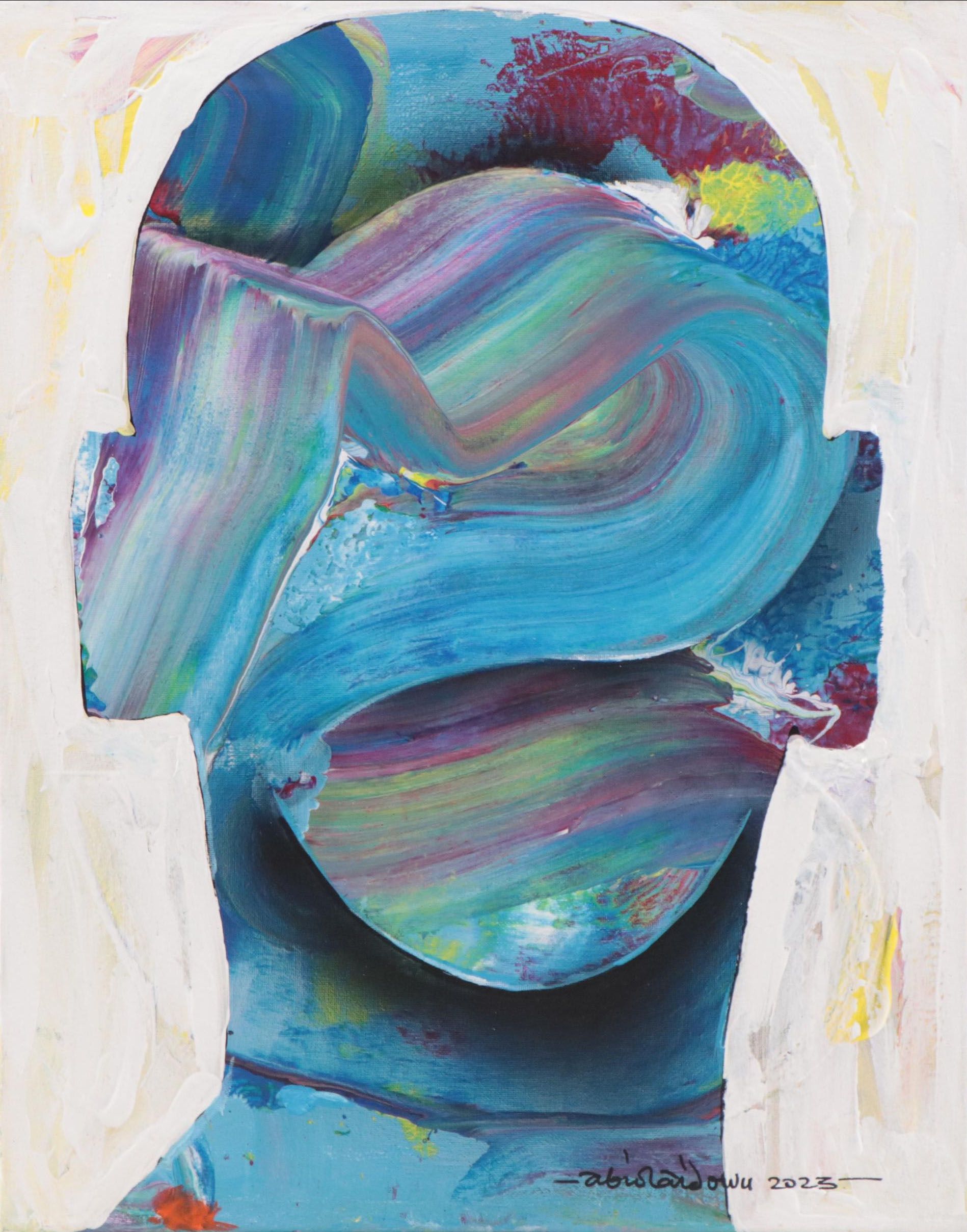 Abiola Idowu Mixed Media Painting "Shadow of Love," 2023