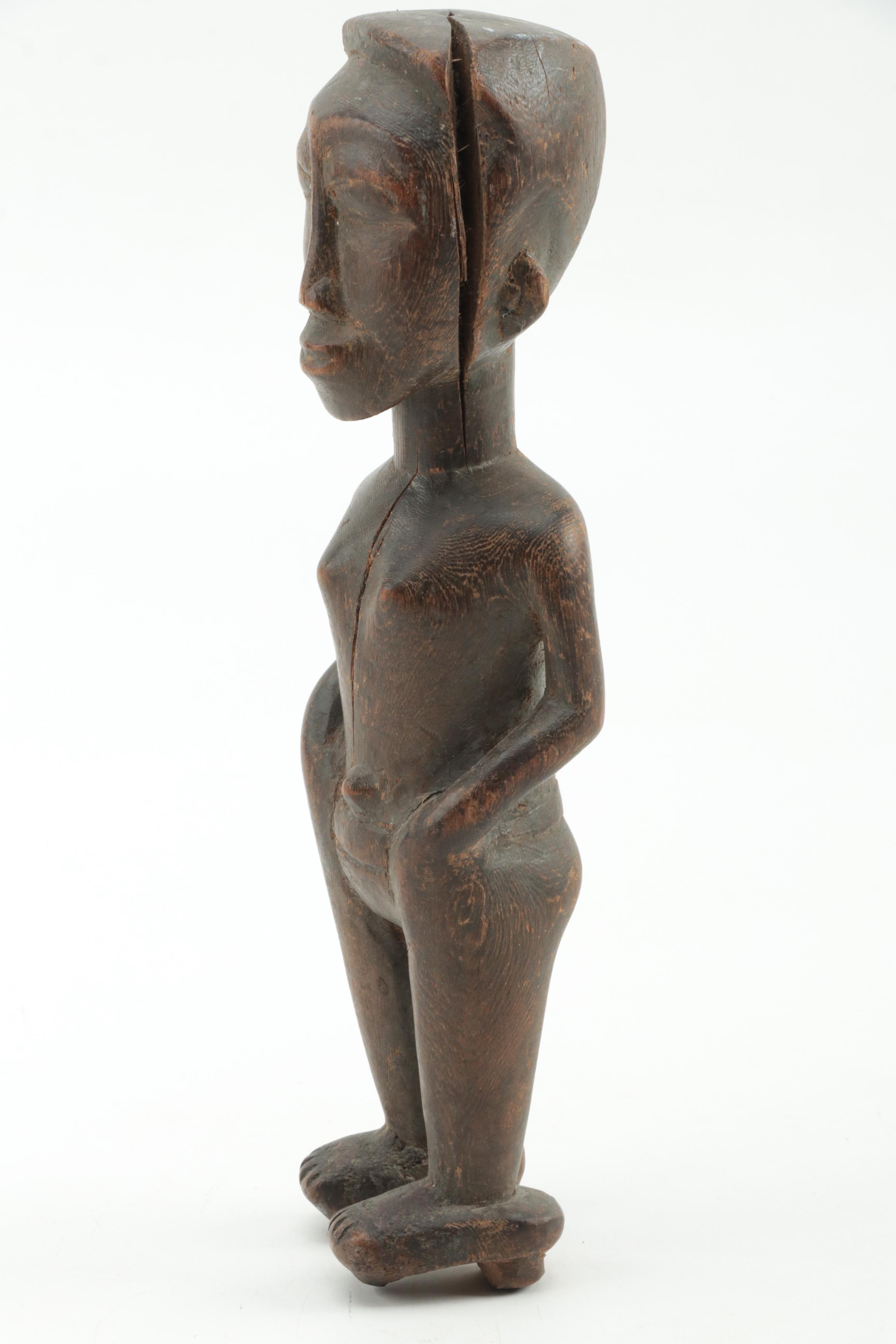 Baule-Inspired African Carved Wood Figure, West Africa