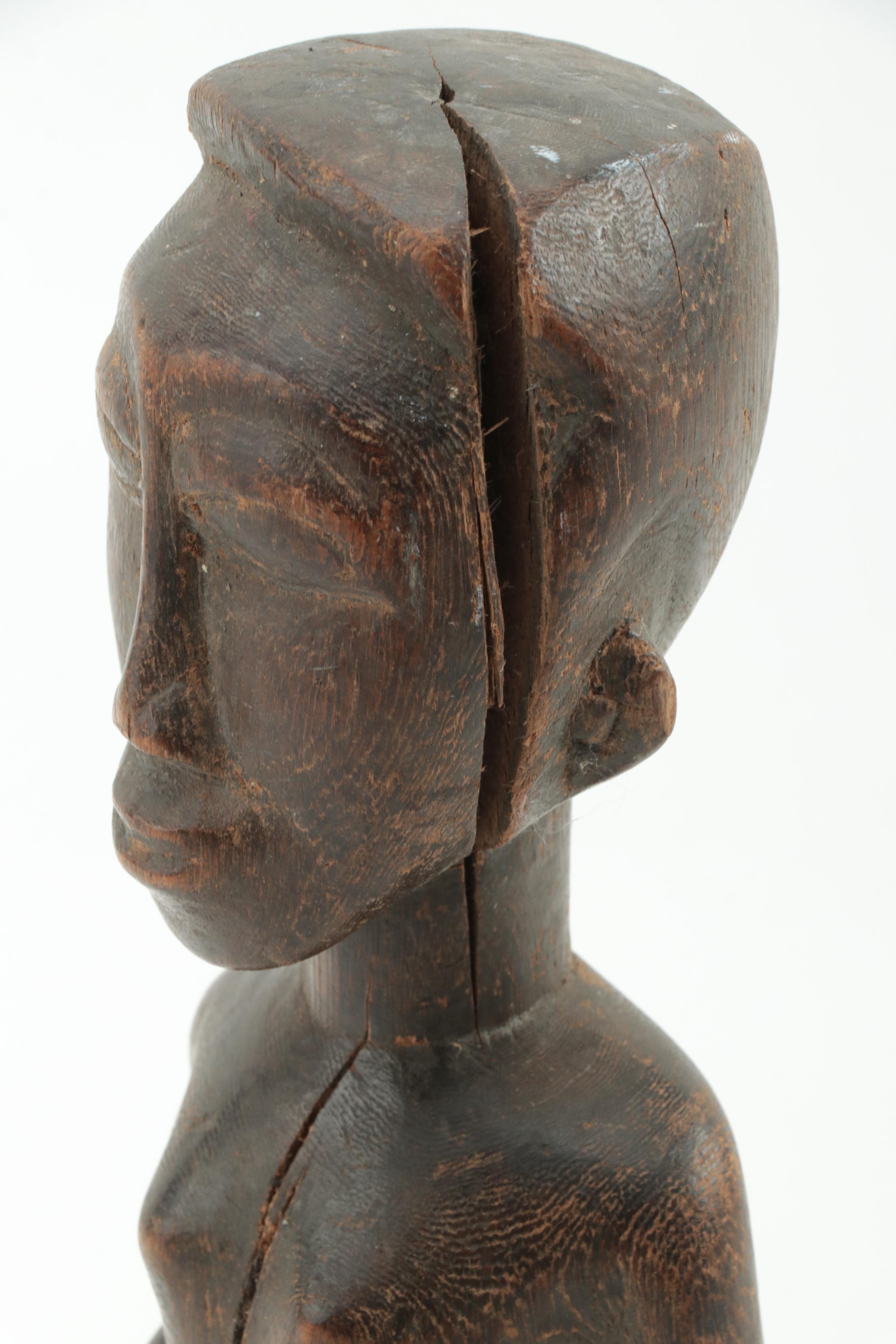 Baule-Inspired African Carved Wood Figure, West Africa