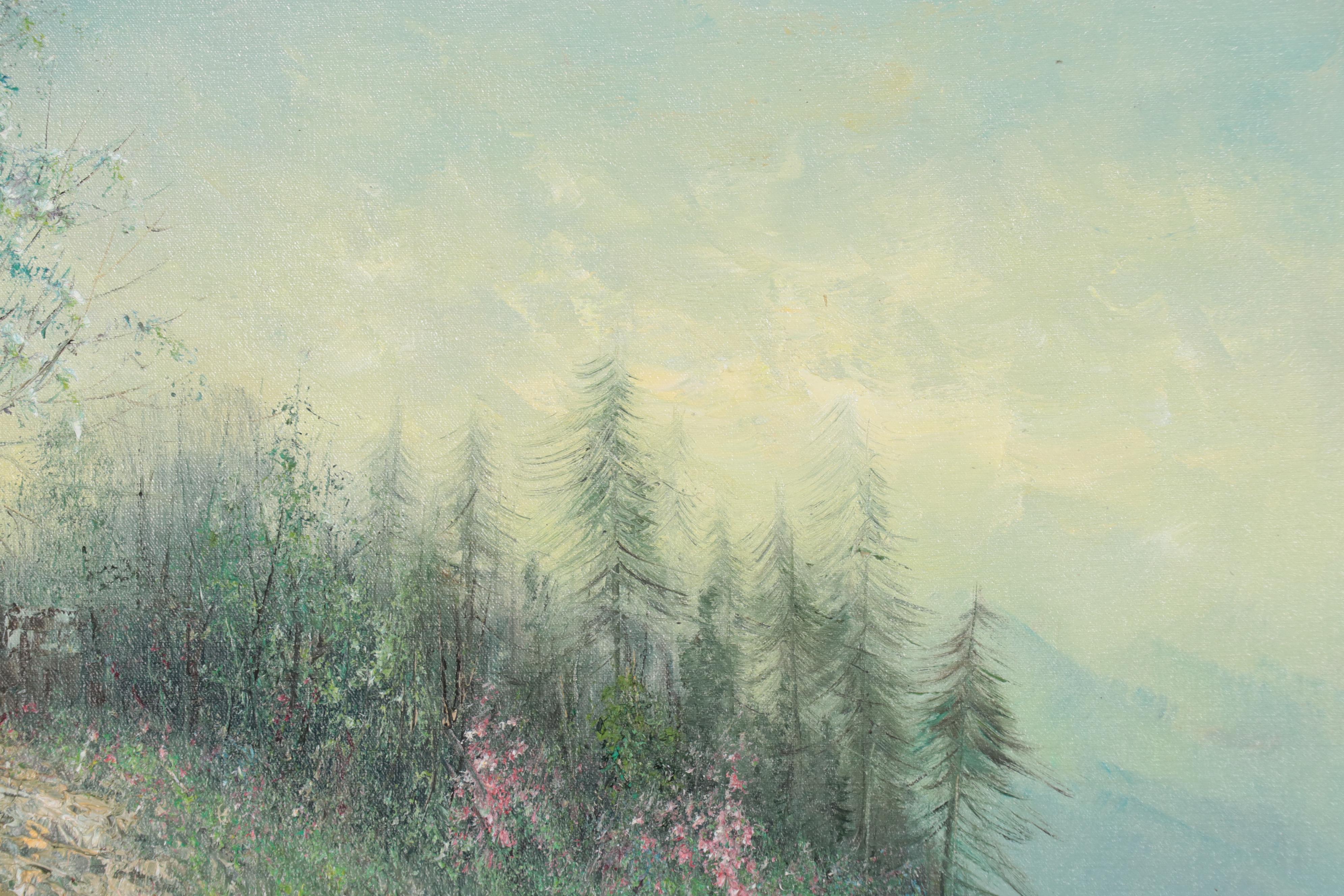 R. Rogers Impressionist Style Oil Painting of Cottage