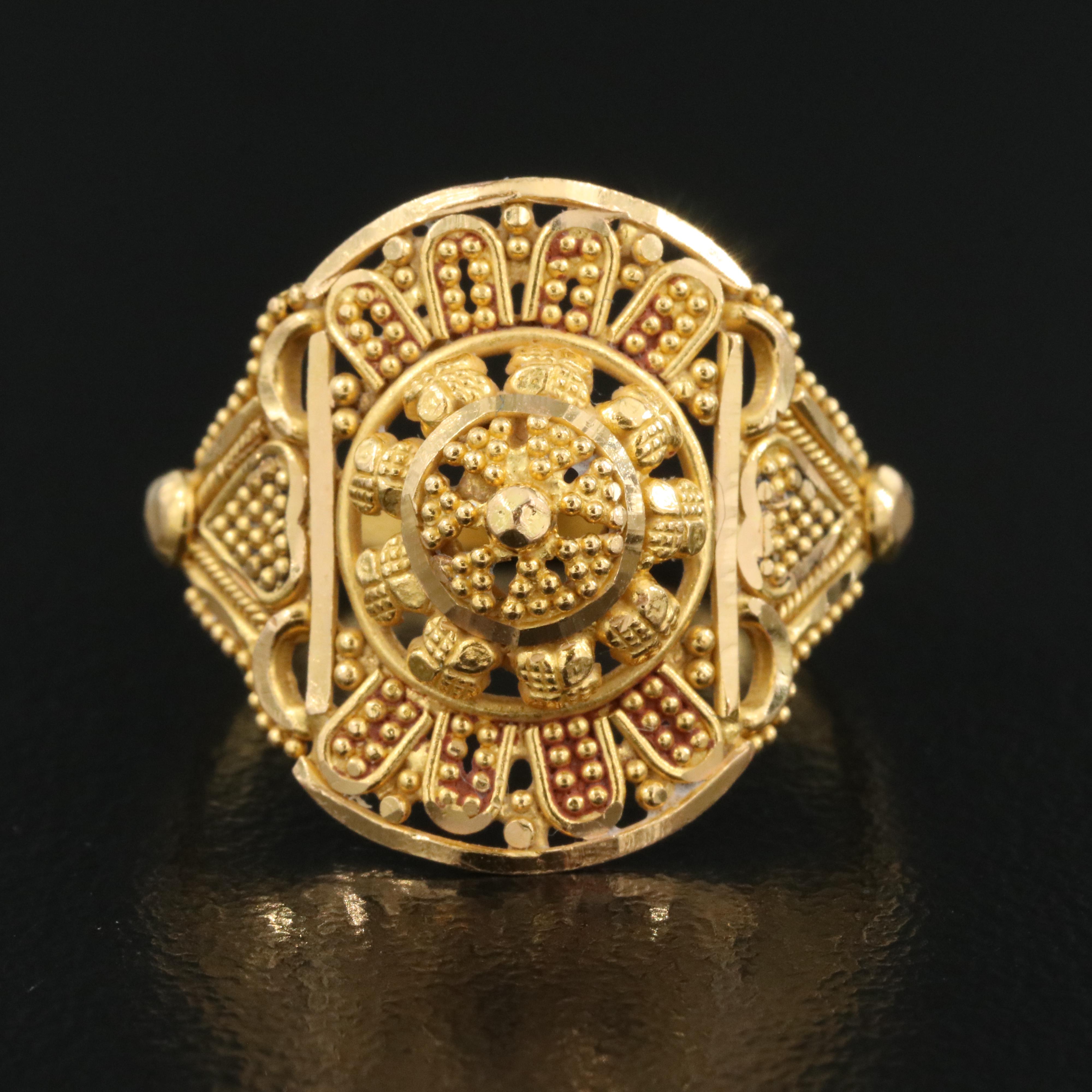 22K Granulated Openwork Ring