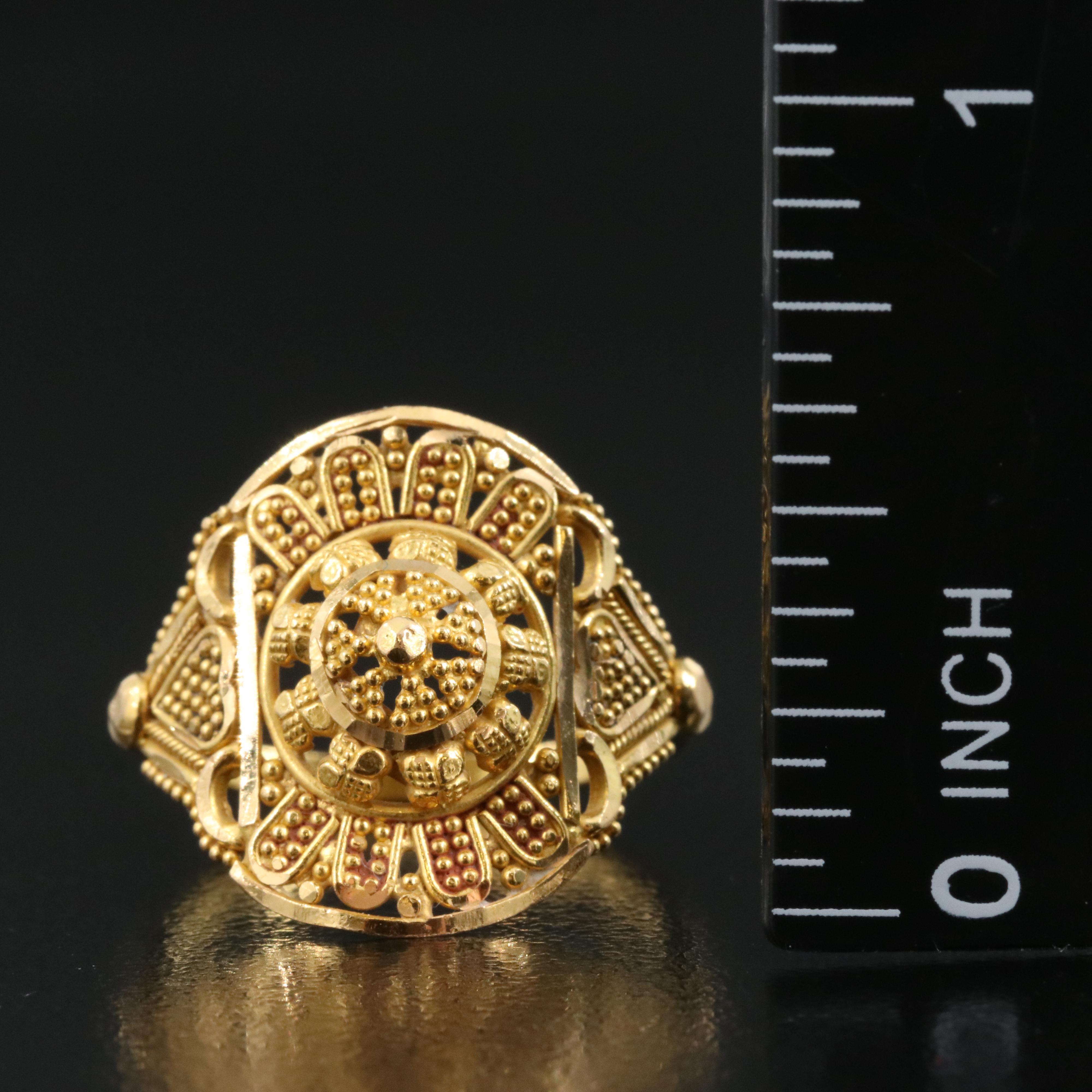 22K Granulated Openwork Ring