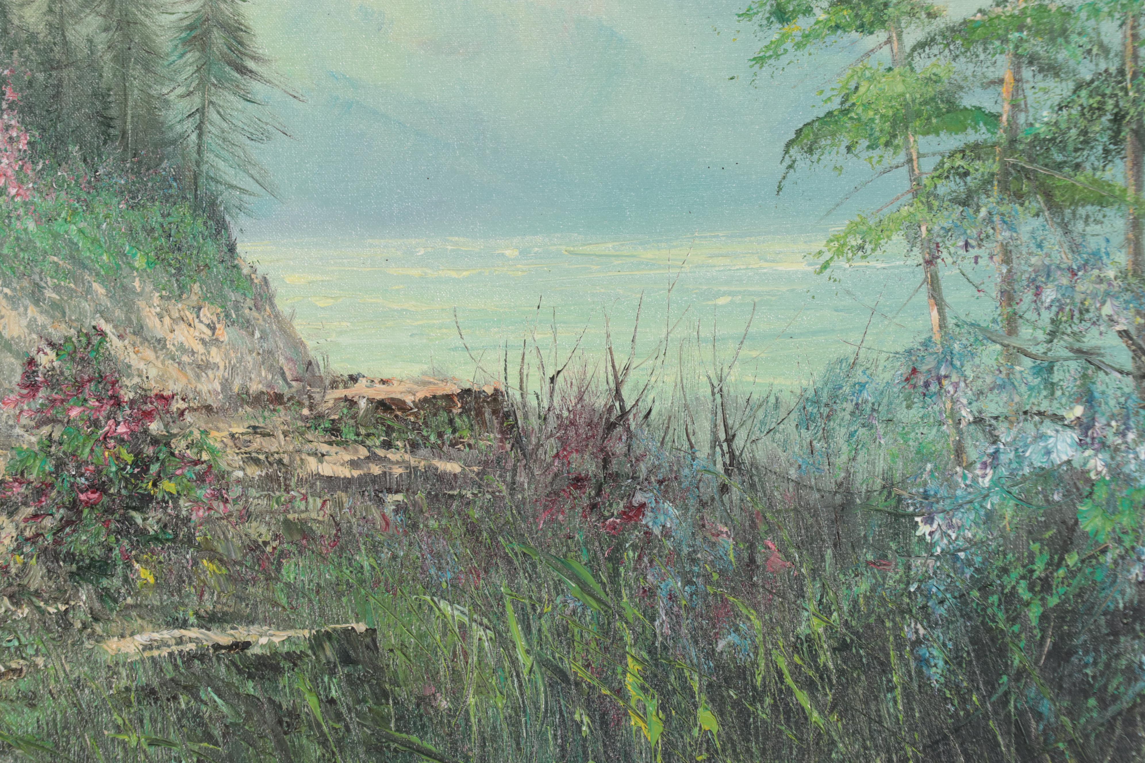 R. Rogers Impressionist Style Oil Painting of Cottage