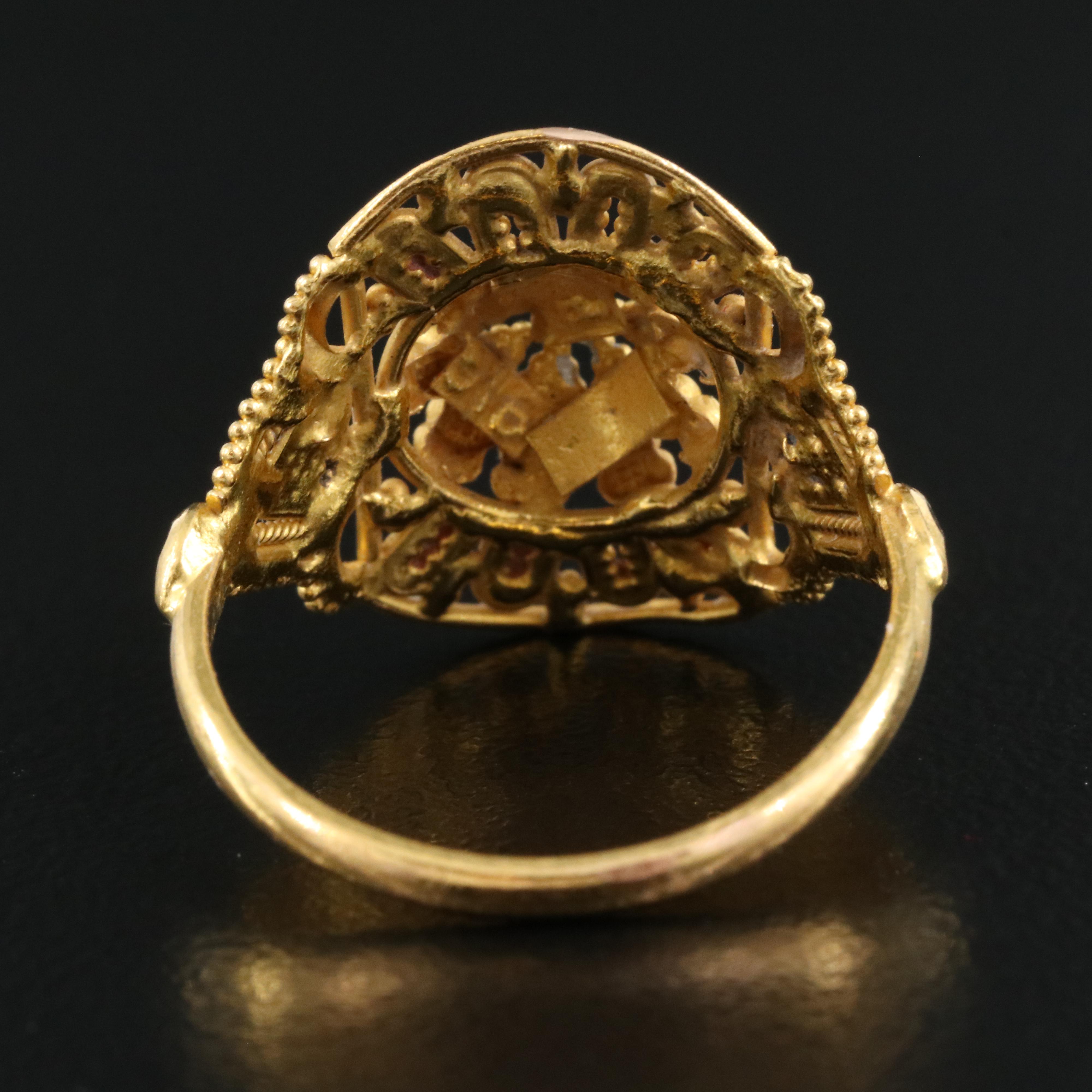22K Granulated Openwork Ring