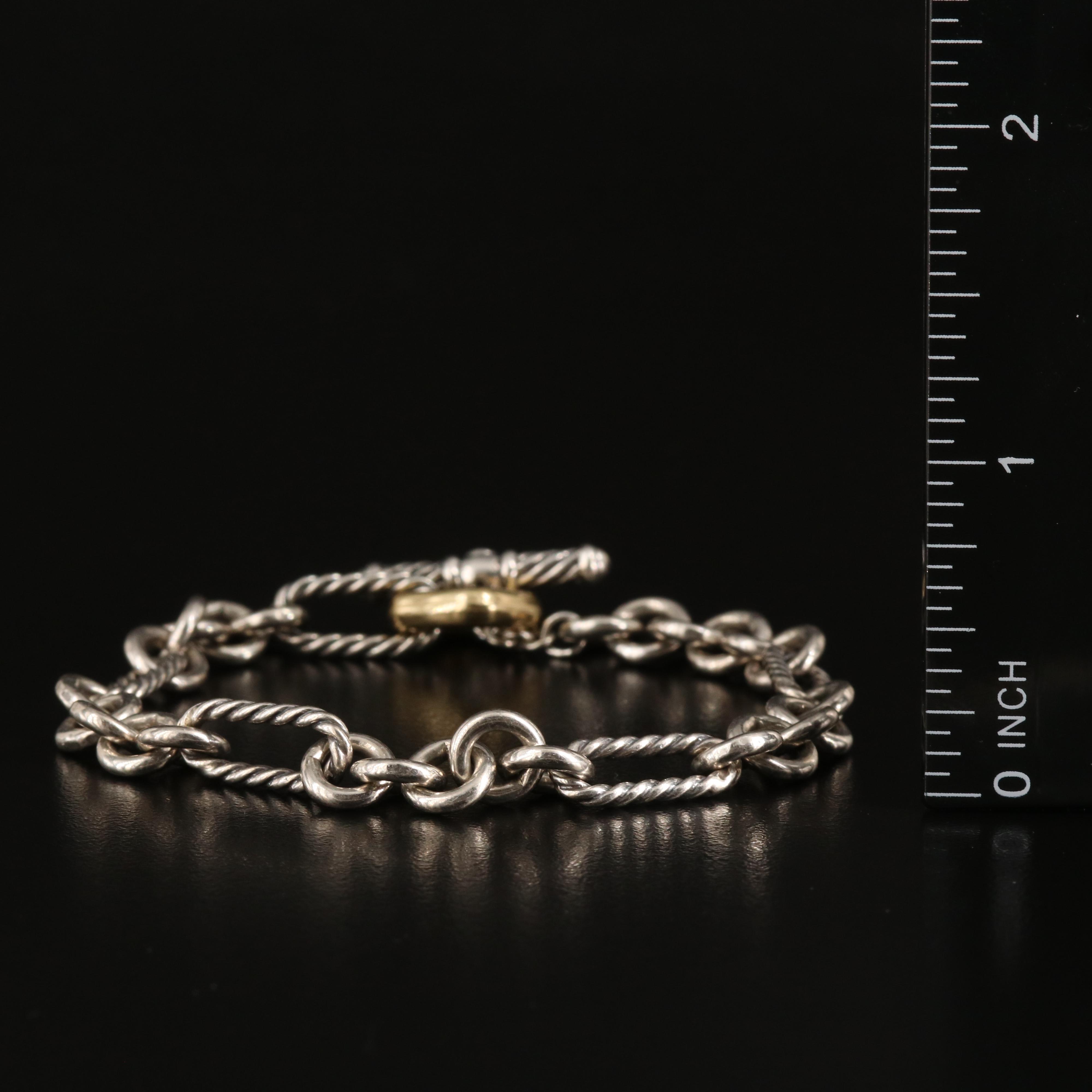 David Yurman Sterling Figaro Chain Bracelet with 18K Accents