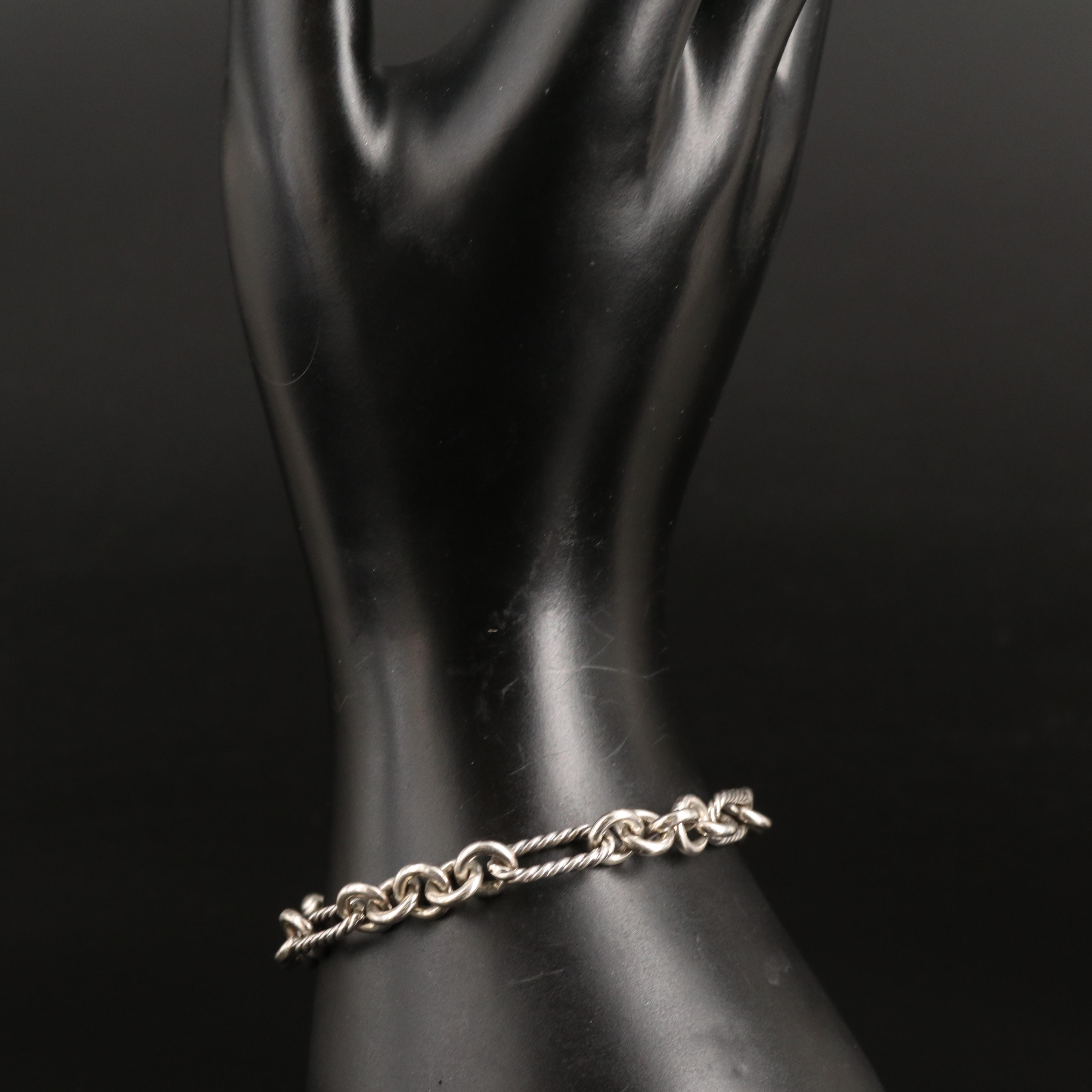 David Yurman Sterling Figaro Chain Bracelet with 18K Accents