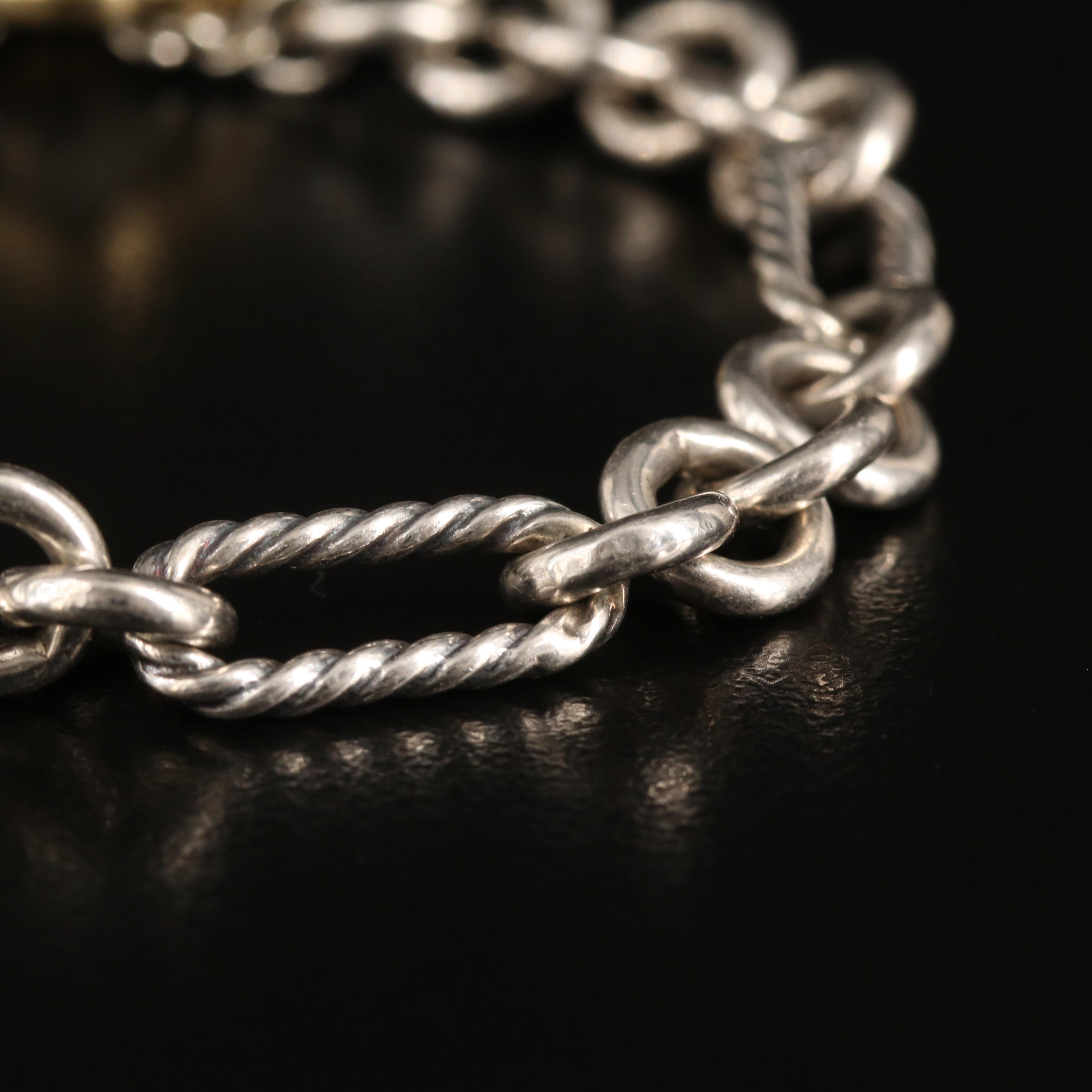 David Yurman Sterling Figaro Chain Bracelet with 18K Accents
