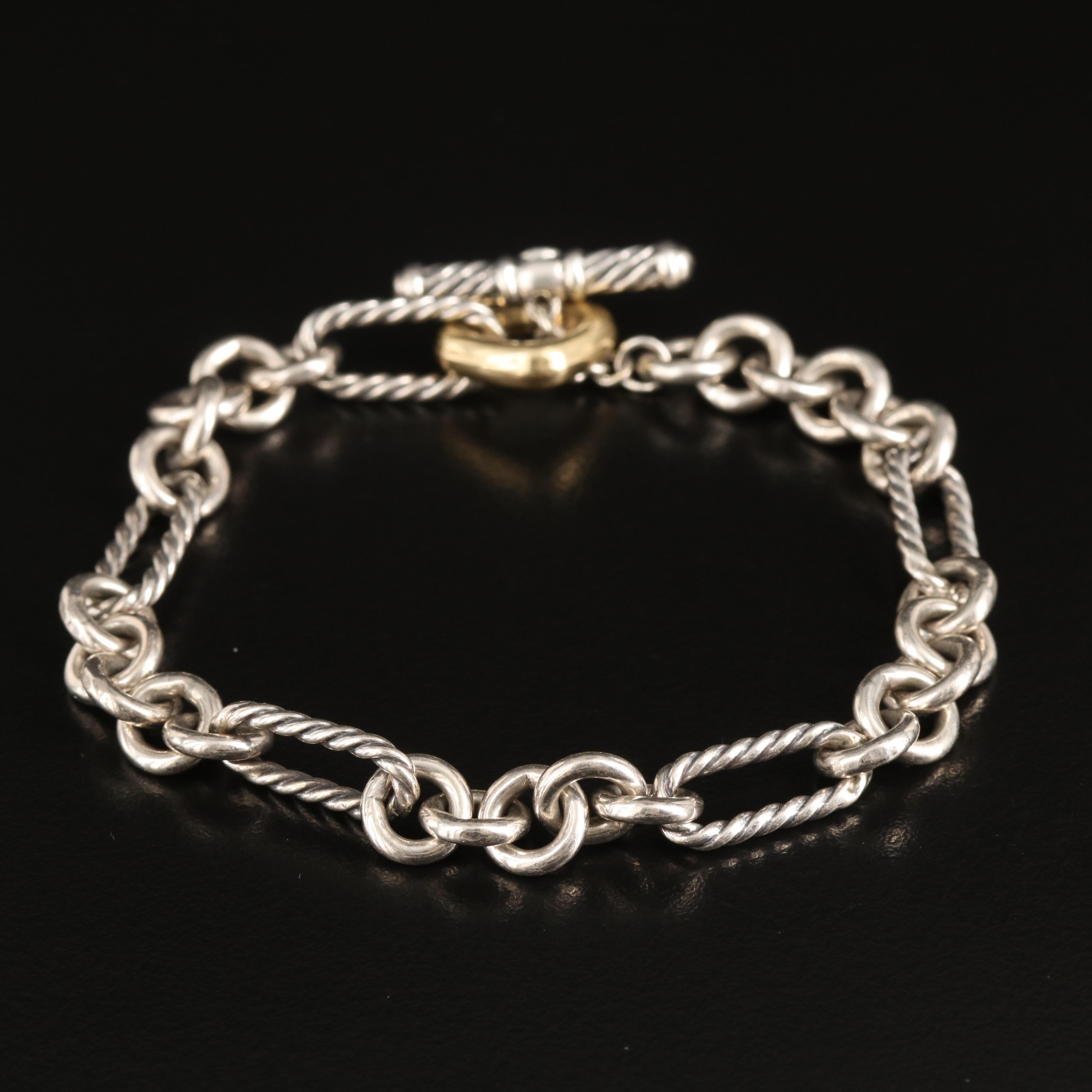 David Yurman Sterling Figaro Chain Bracelet with 18K Accents