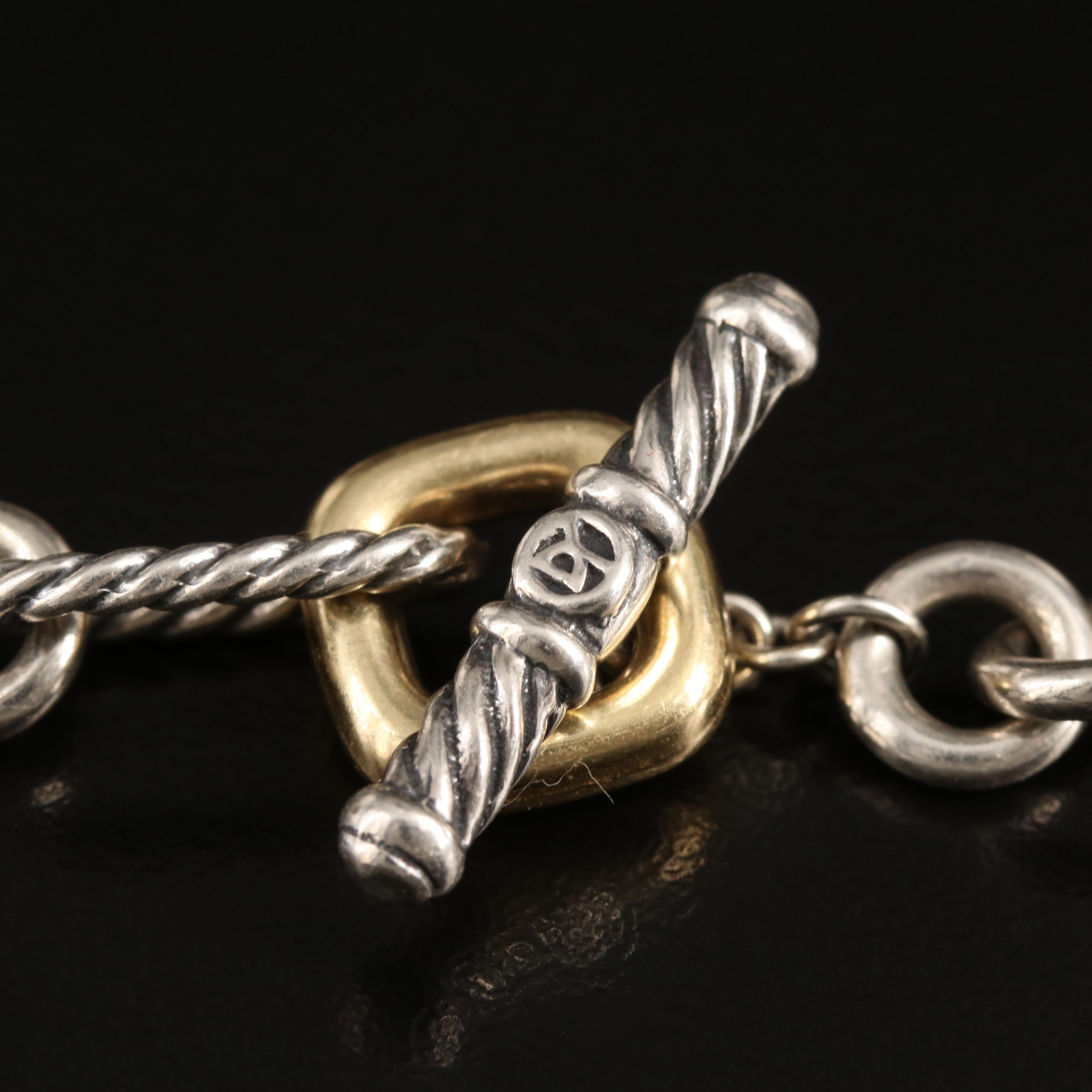 David Yurman Sterling Figaro Chain Bracelet with 18K Accents