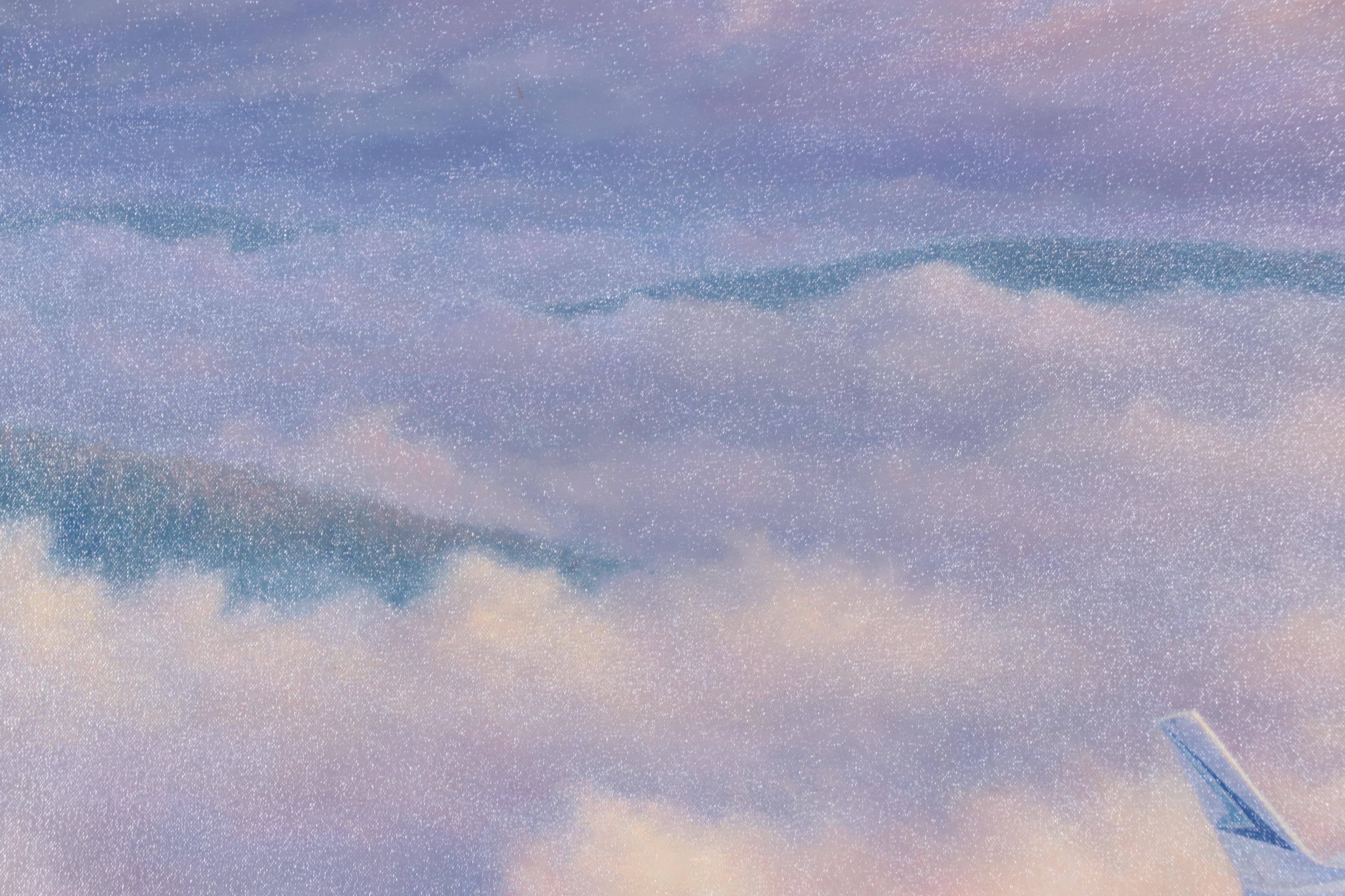 Kristin Hill Aviation Oil Painting of Jet, 1992