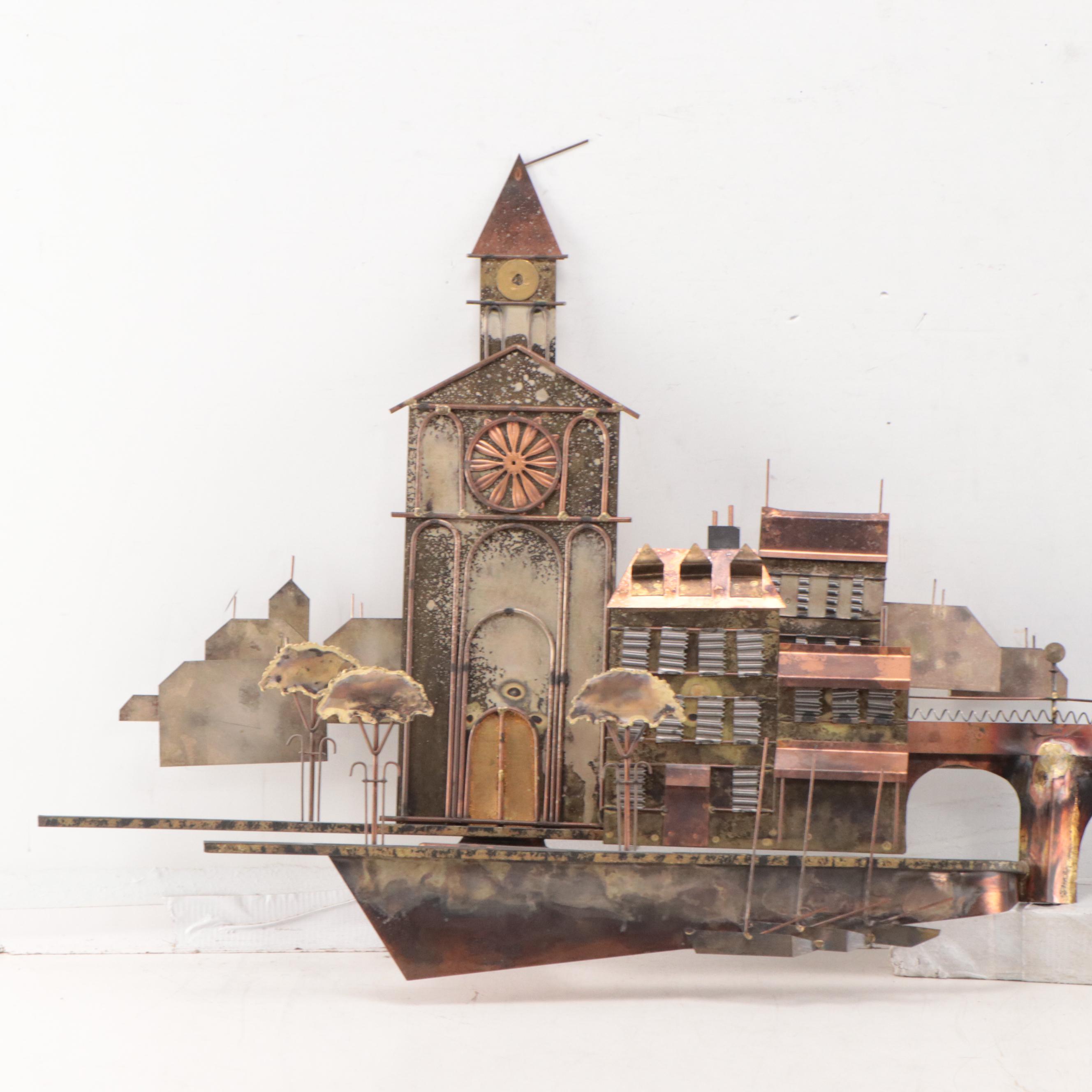 Curtis Jeré Metal Cityscape Wall Sculpture, 1972