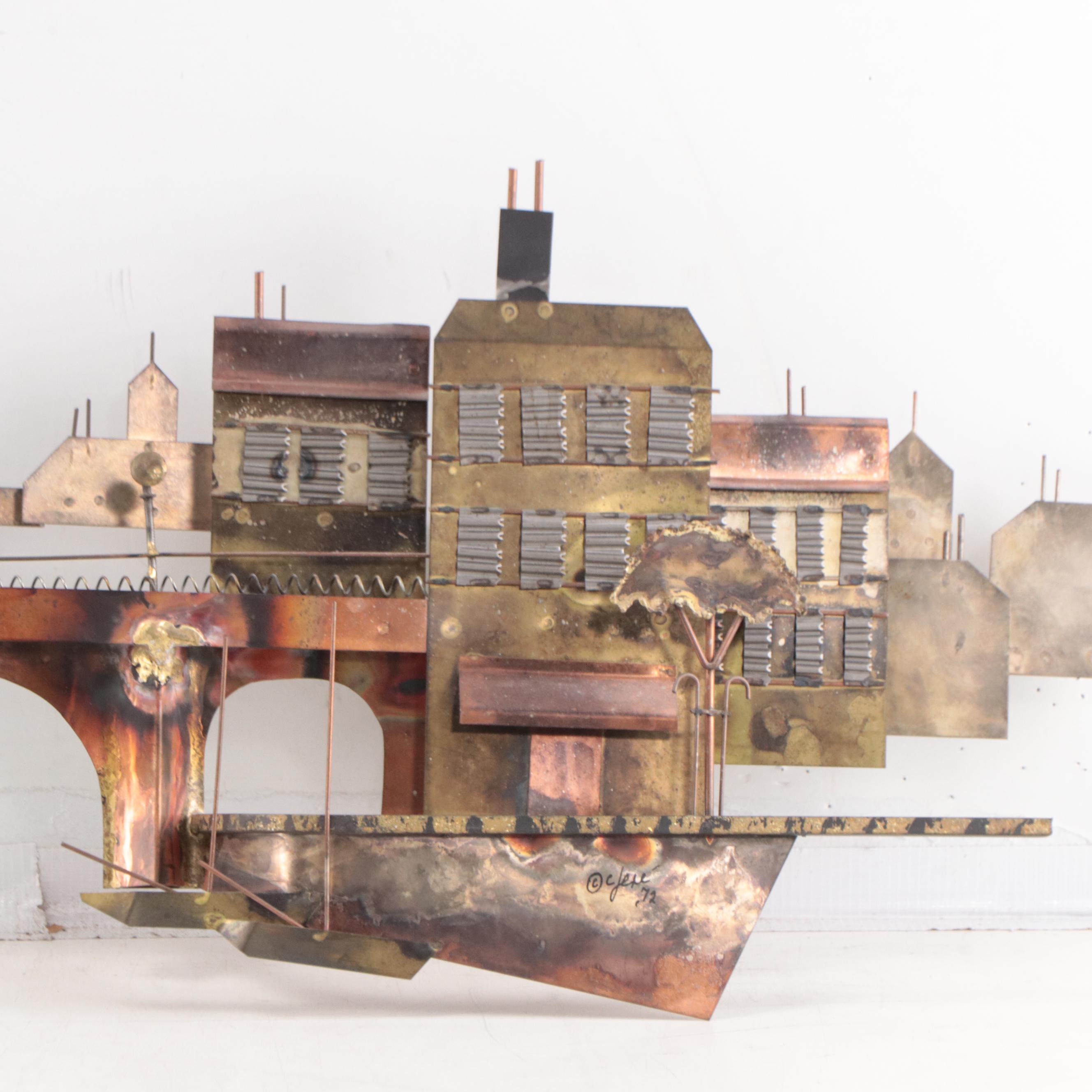 Curtis Jeré Metal Cityscape Wall Sculpture, 1972