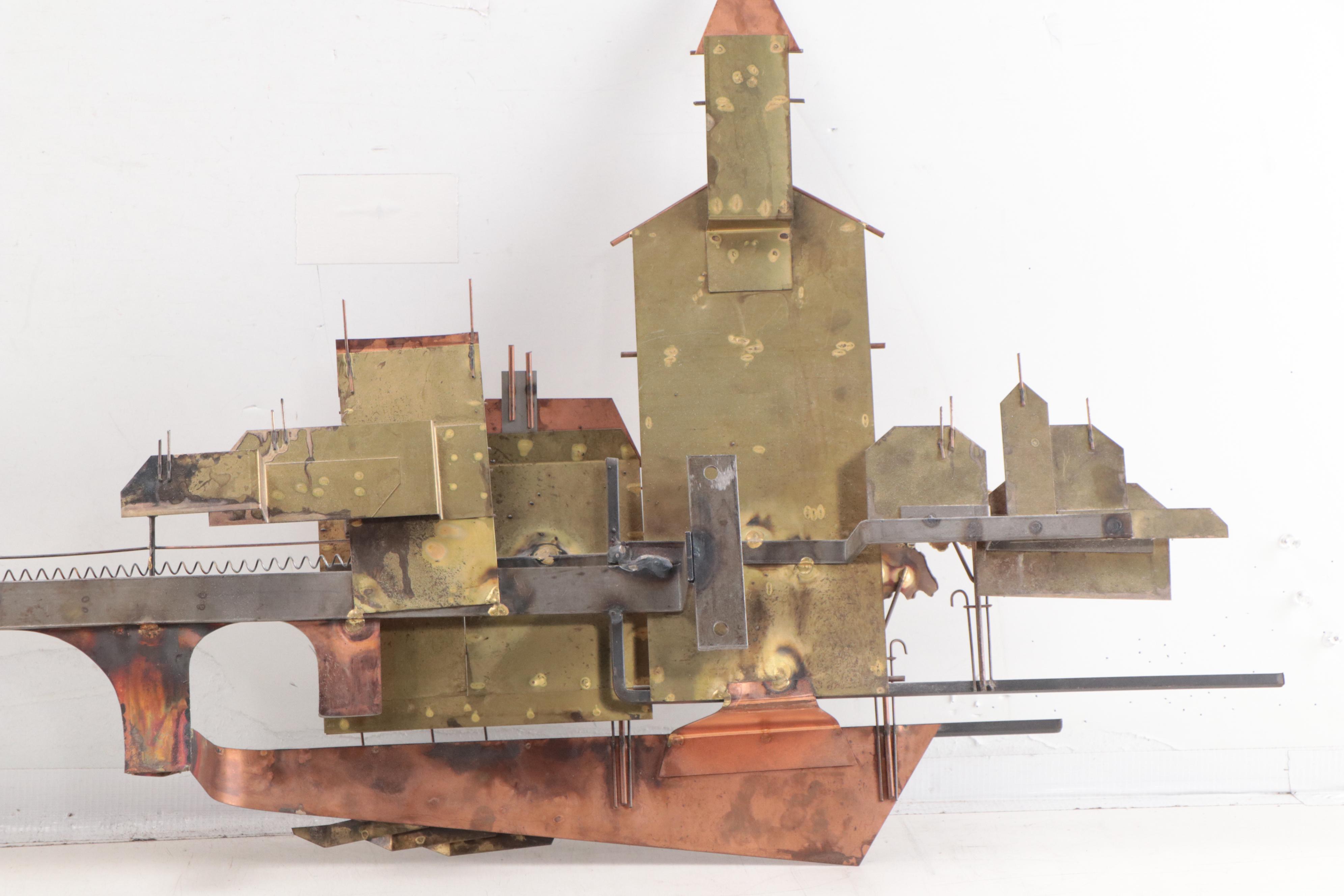 Curtis Jeré Metal Cityscape Wall Sculpture, 1972